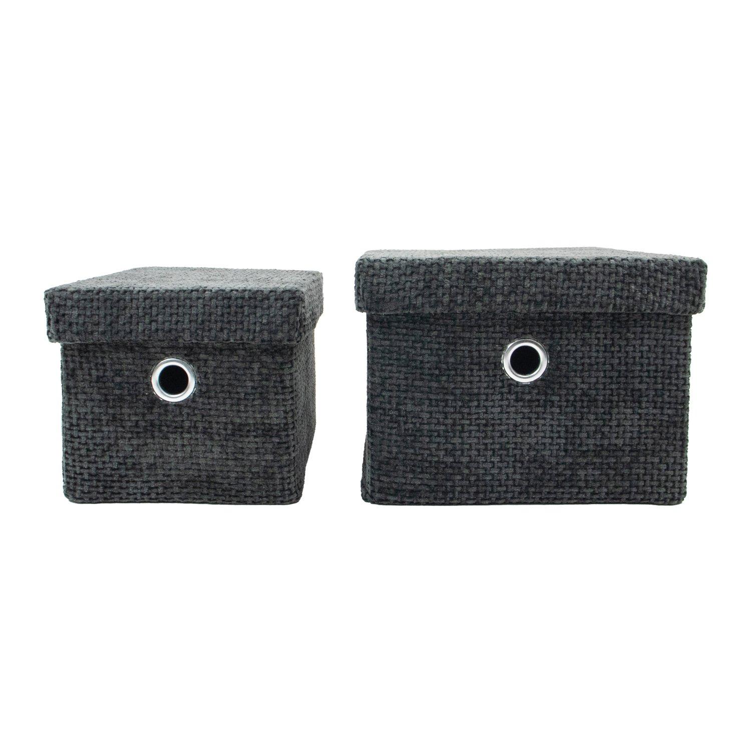 Black - JVL - Metro Set of 2 Rectangular Storage Baskets wit - 5