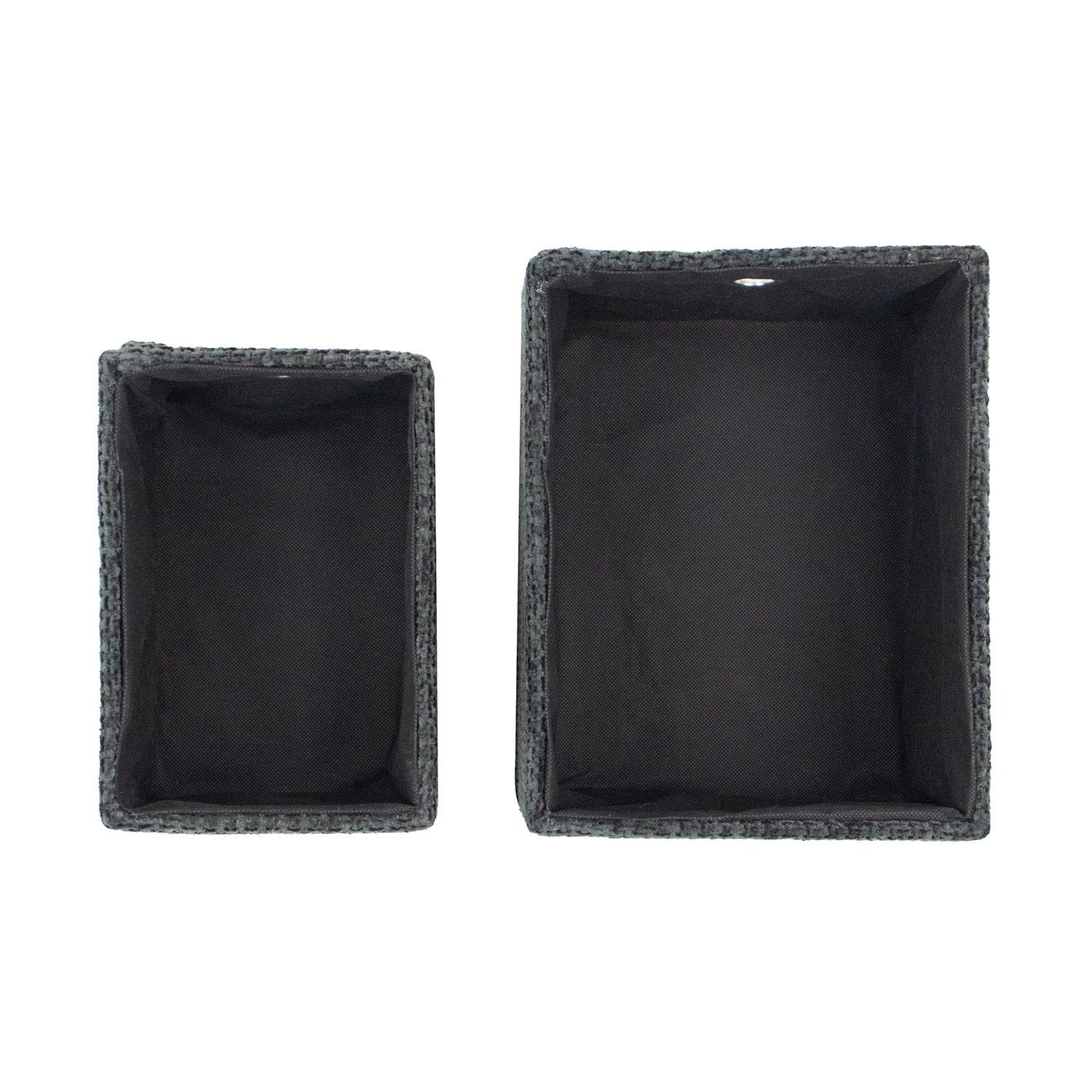 Black - JVL - Metro Set of 2 Rectangular Storage Baskets wit - 6