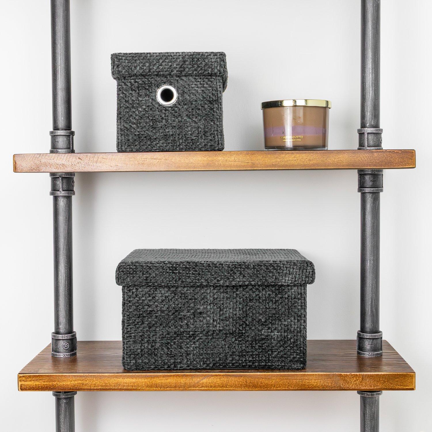 Black - JVL - Metro Set of 2 Rectangular Storage Baskets wit - 9