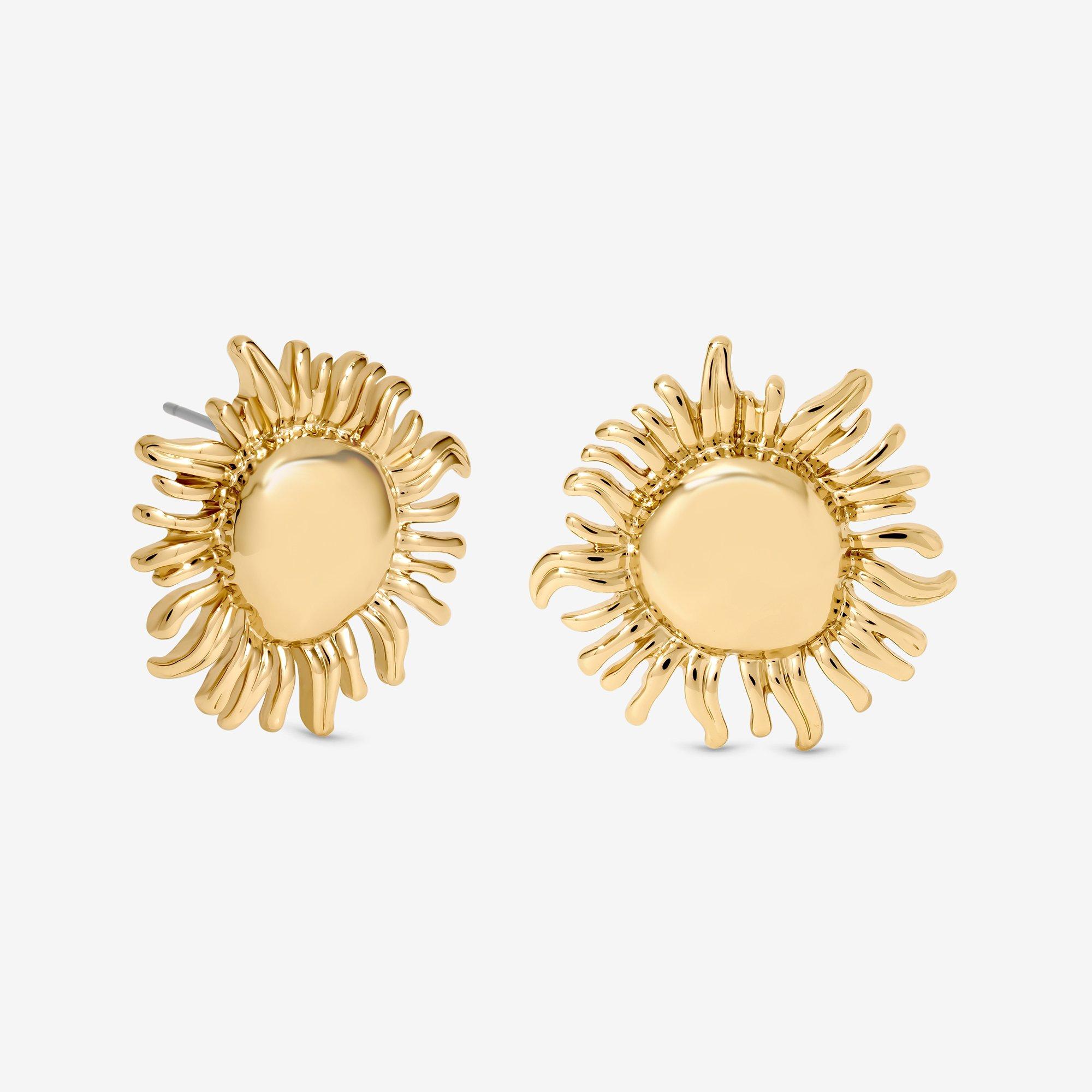 Gold - Mood - Gold Plated Sun Stud Earrings