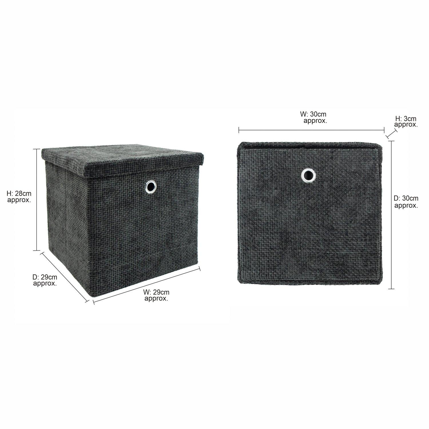 Black - JVL - Metro Foldable Cube Organiser Box with Lid - 11