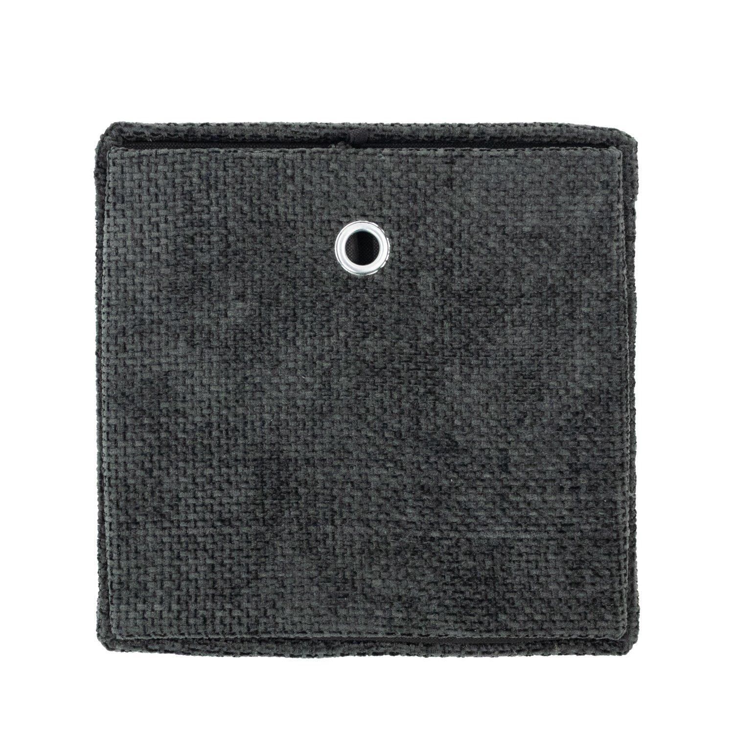 Black - JVL - Metro Foldable Cube Organiser Box with Lid - 5