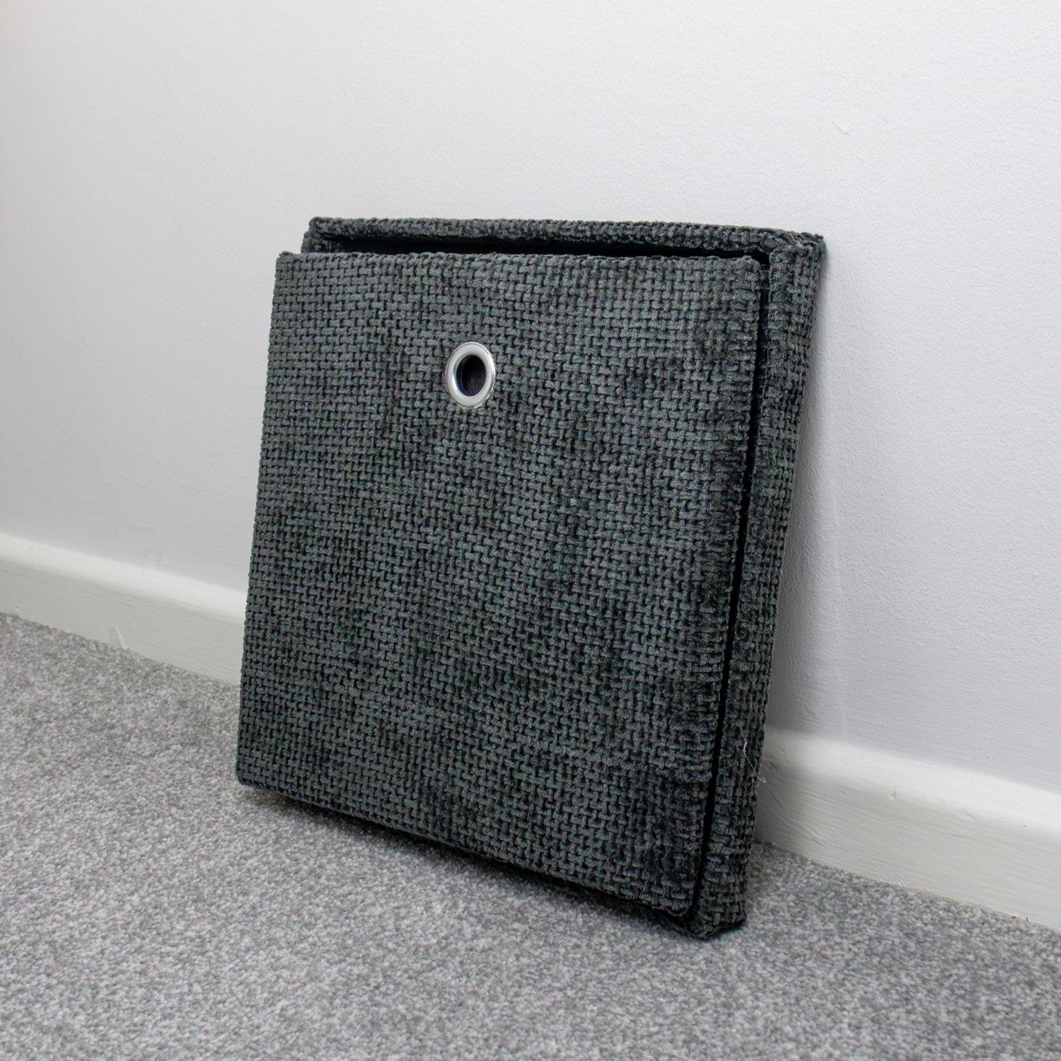 Black - JVL - Metro Foldable Cube Organiser Box with Lid - 9