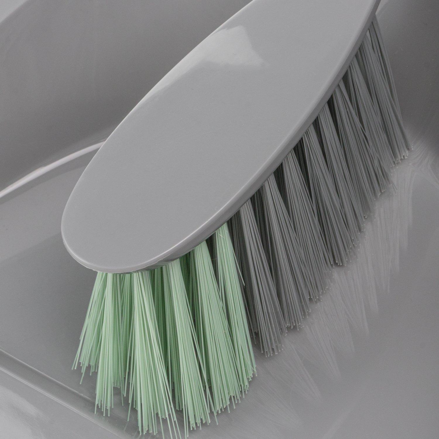 Grey - JVL - JVL Dustpan and Brush Set with Rubber Grip - Grey - 3