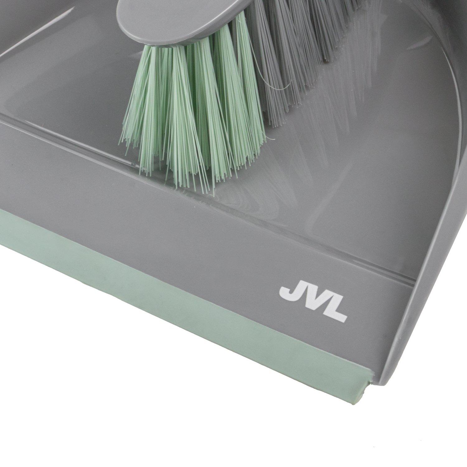 Grey - JVL - JVL Dustpan and Brush Set with Rubber Grip - Grey - 4