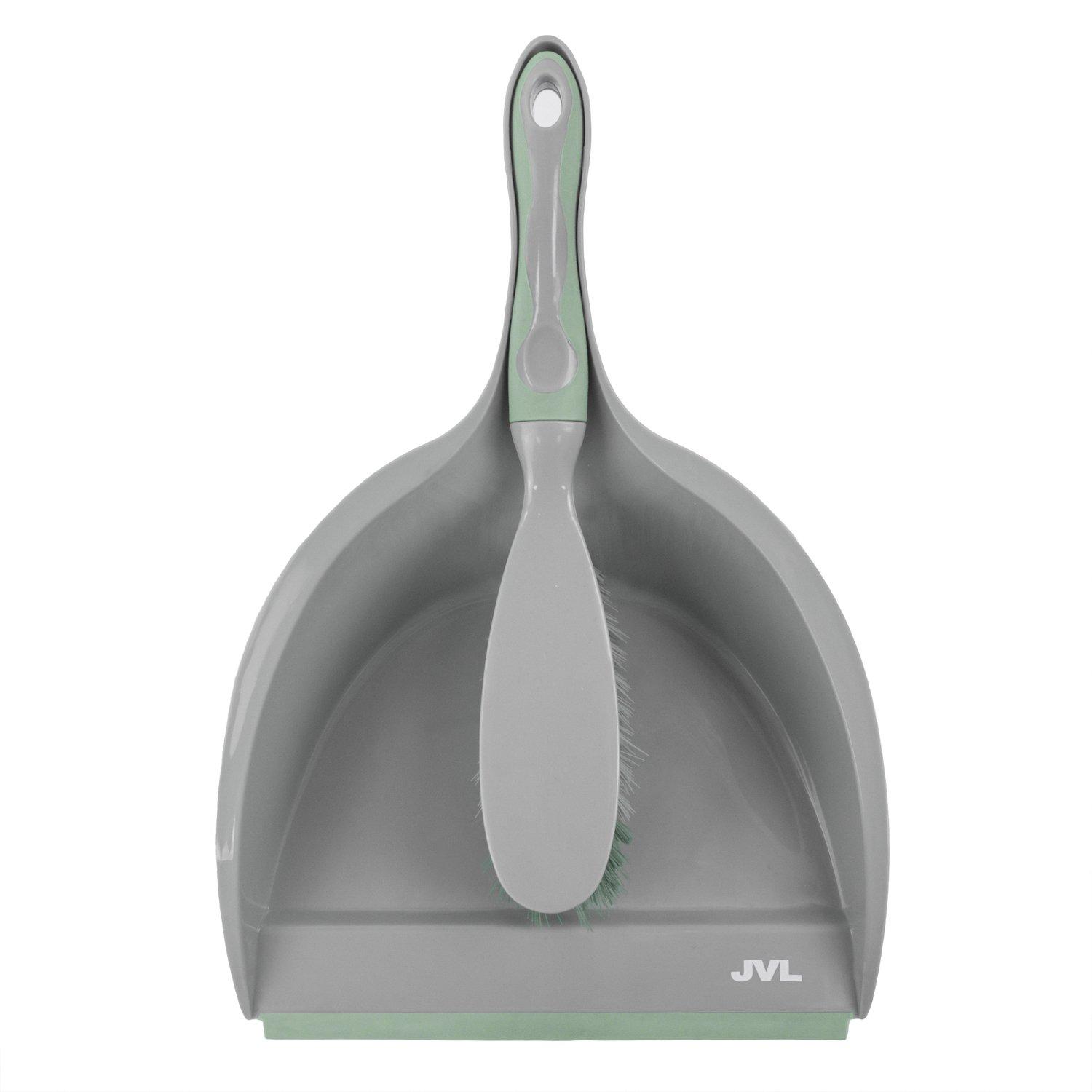 Grey - JVL - JVL Dustpan and Brush Set with Rubber Grip - Grey - 6