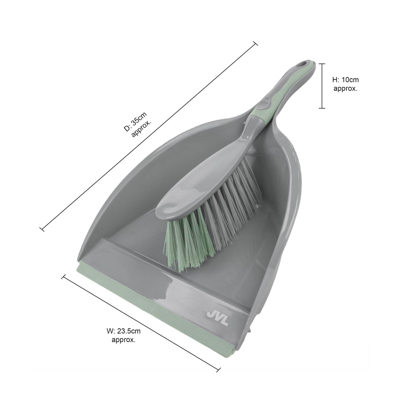 Grey - JVL - JVL Dustpan and Brush Set with Rubber Grip - Grey - 8