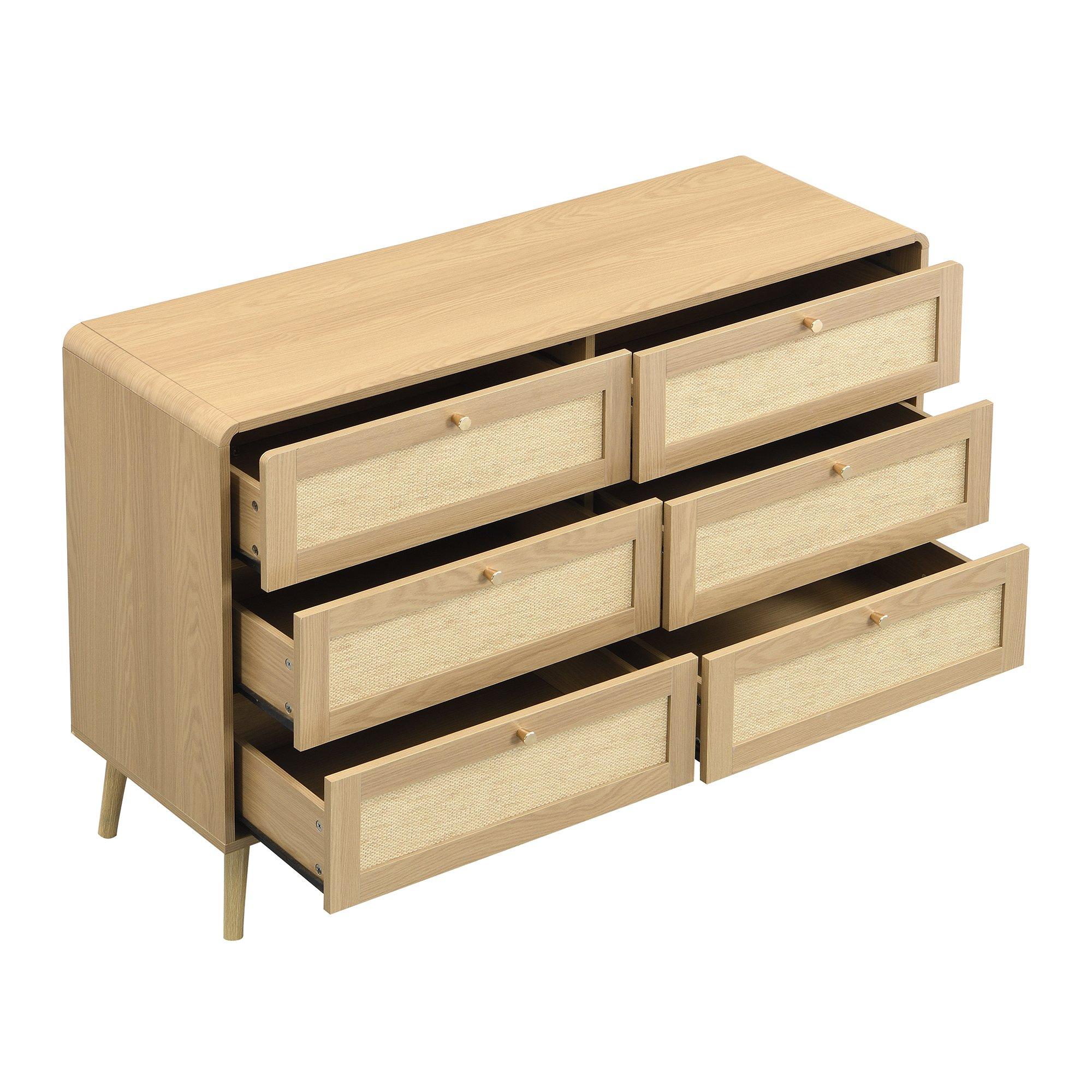 Natural Wood - Urban Meuble - Rattan-Effect 6-Drawer Storage Chest - 11