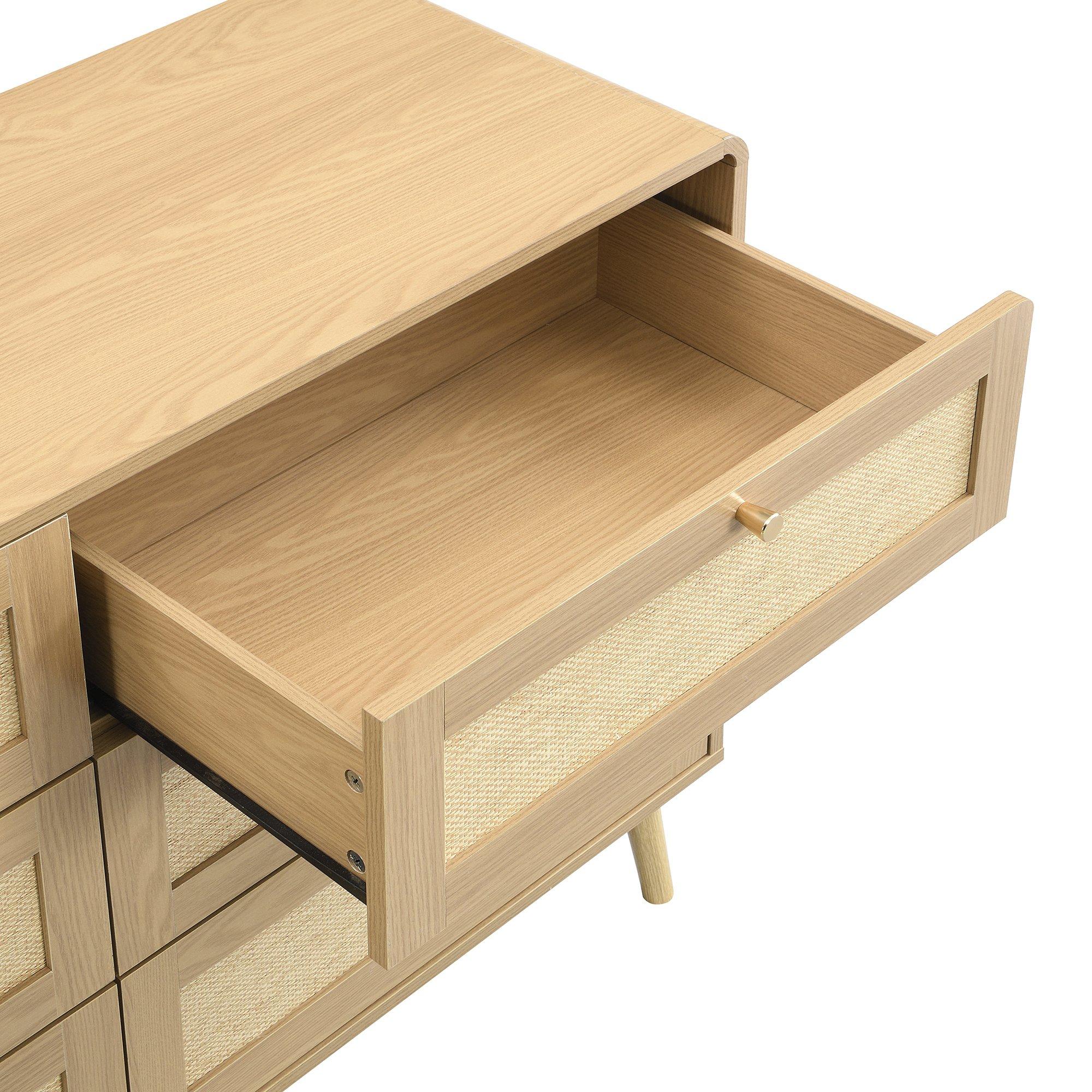 Natural Wood - Urban Meuble - Rattan-Effect 6-Drawer Storage Chest - 13