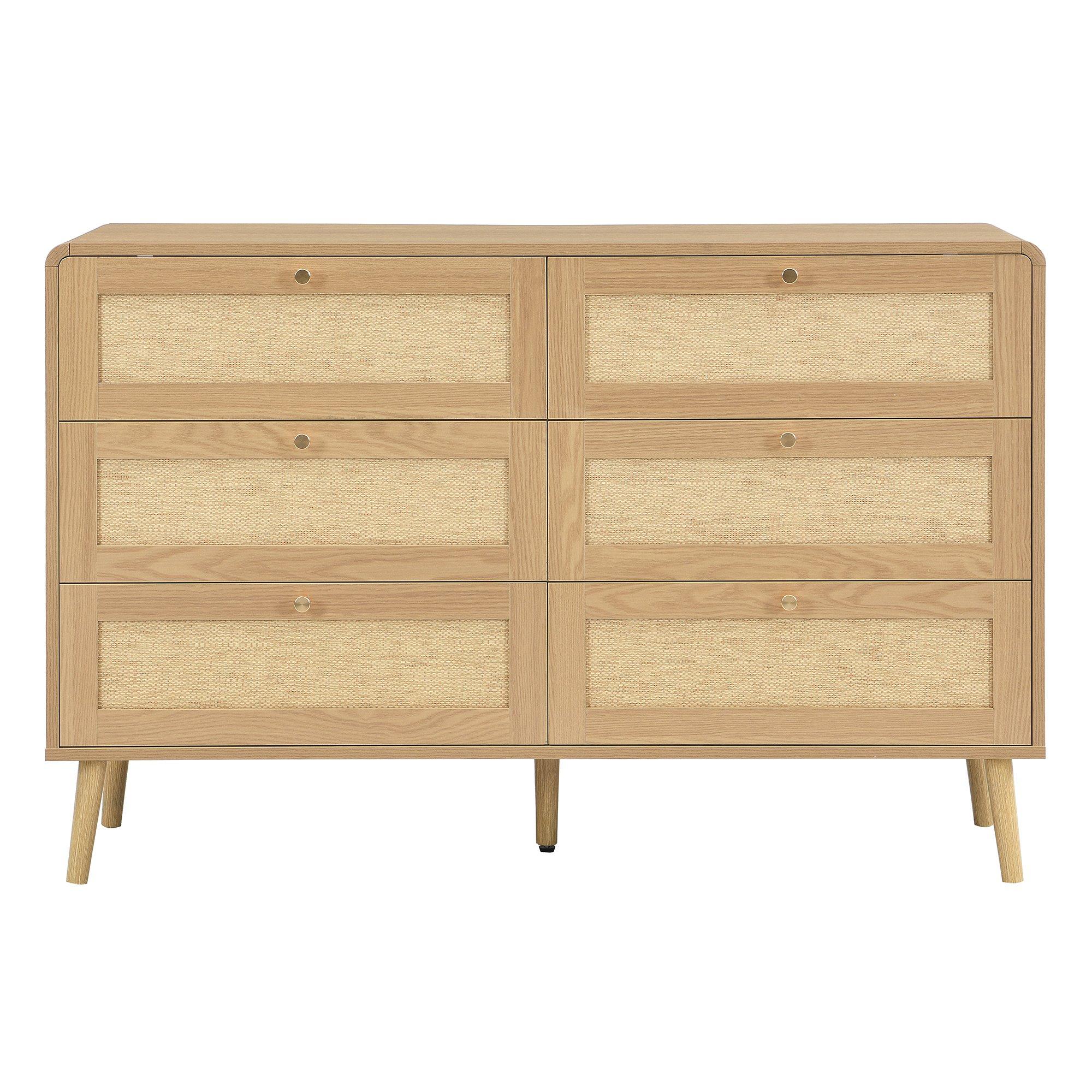 Natural Wood - Urban Meuble - Rattan-Effect 6-Drawer Storage Chest - 5