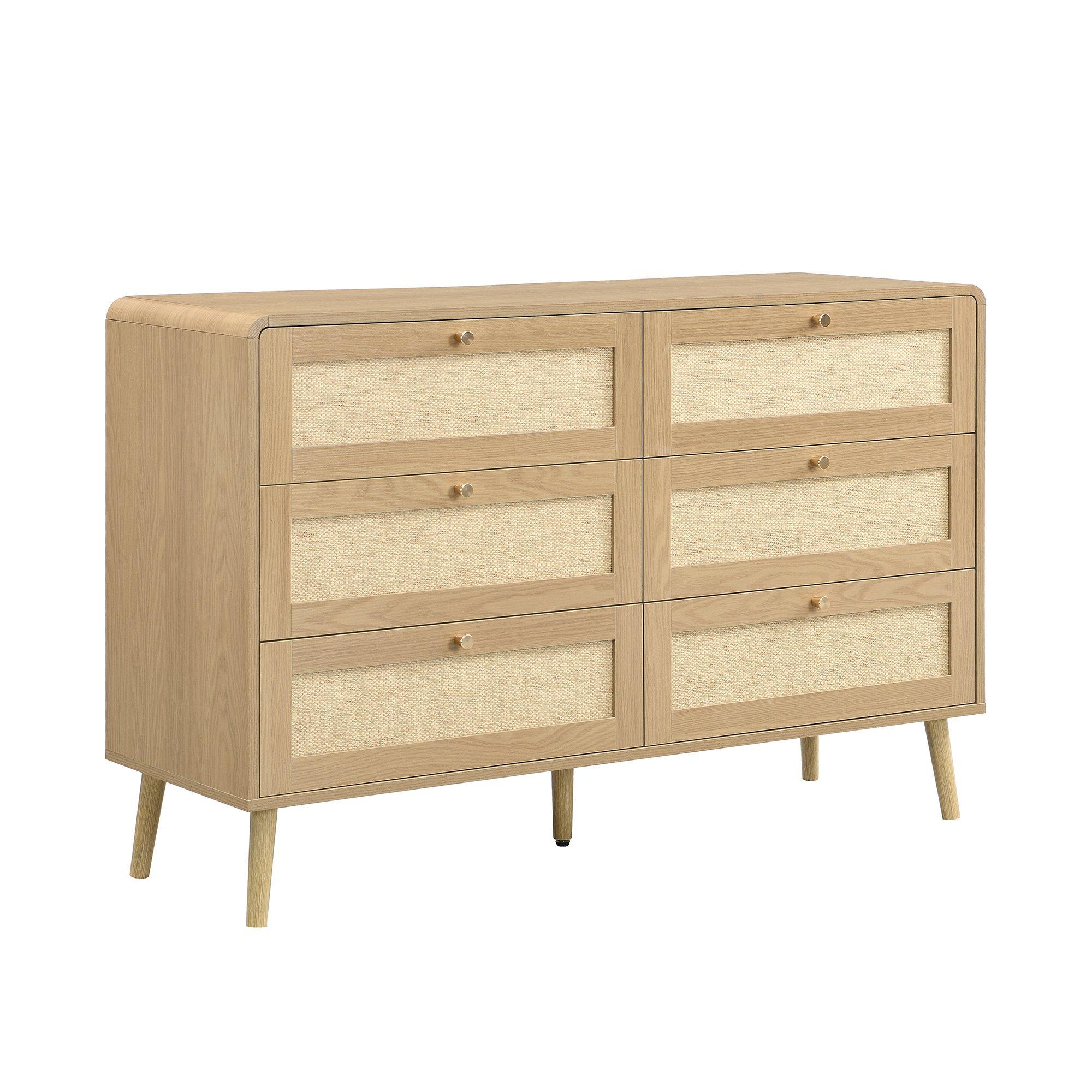 Natural Wood - Urban Meuble - Rattan-Effect 6-Drawer Storage Chest - 10