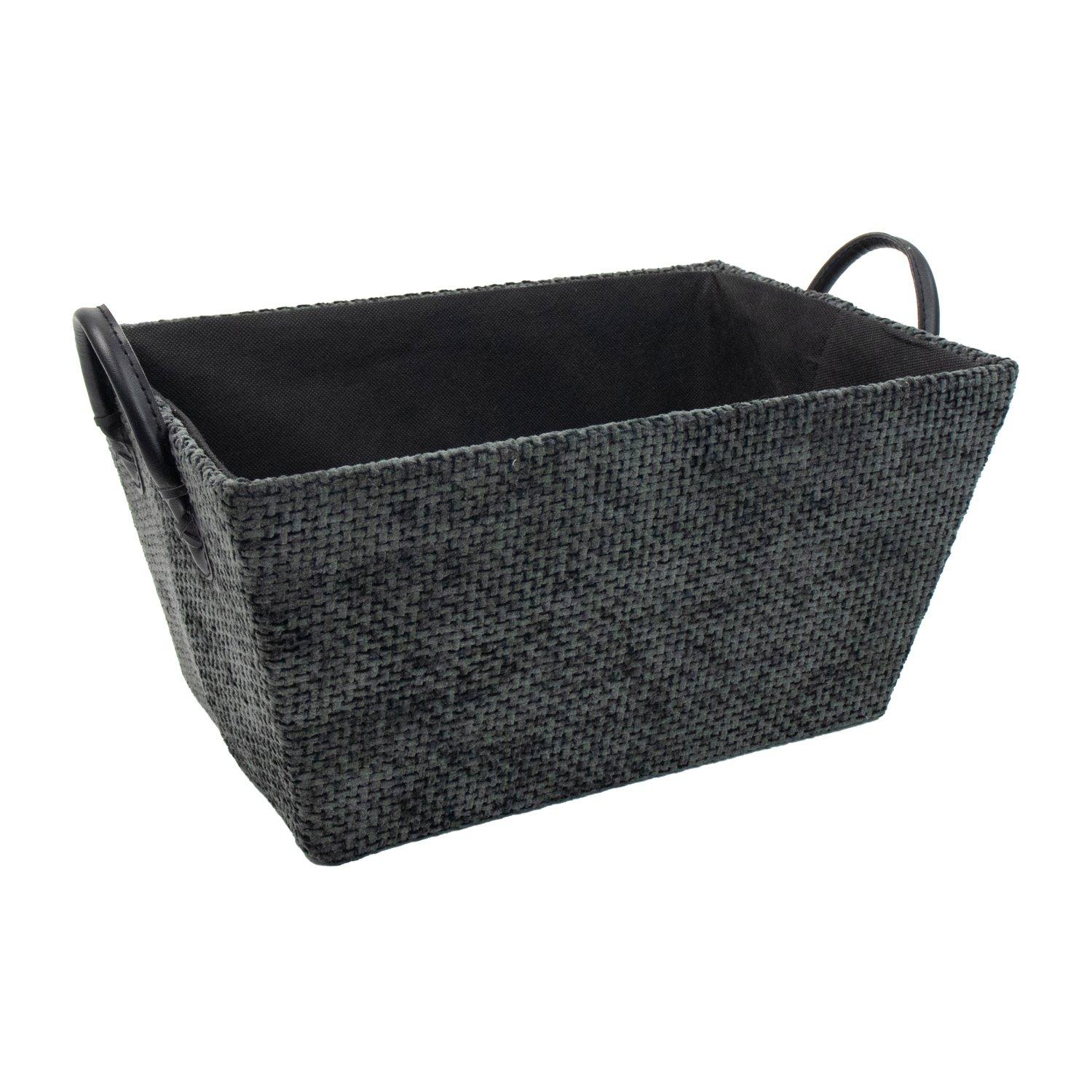 Black - JVL - Metro Rectangular Storage Basket with Handles - 1