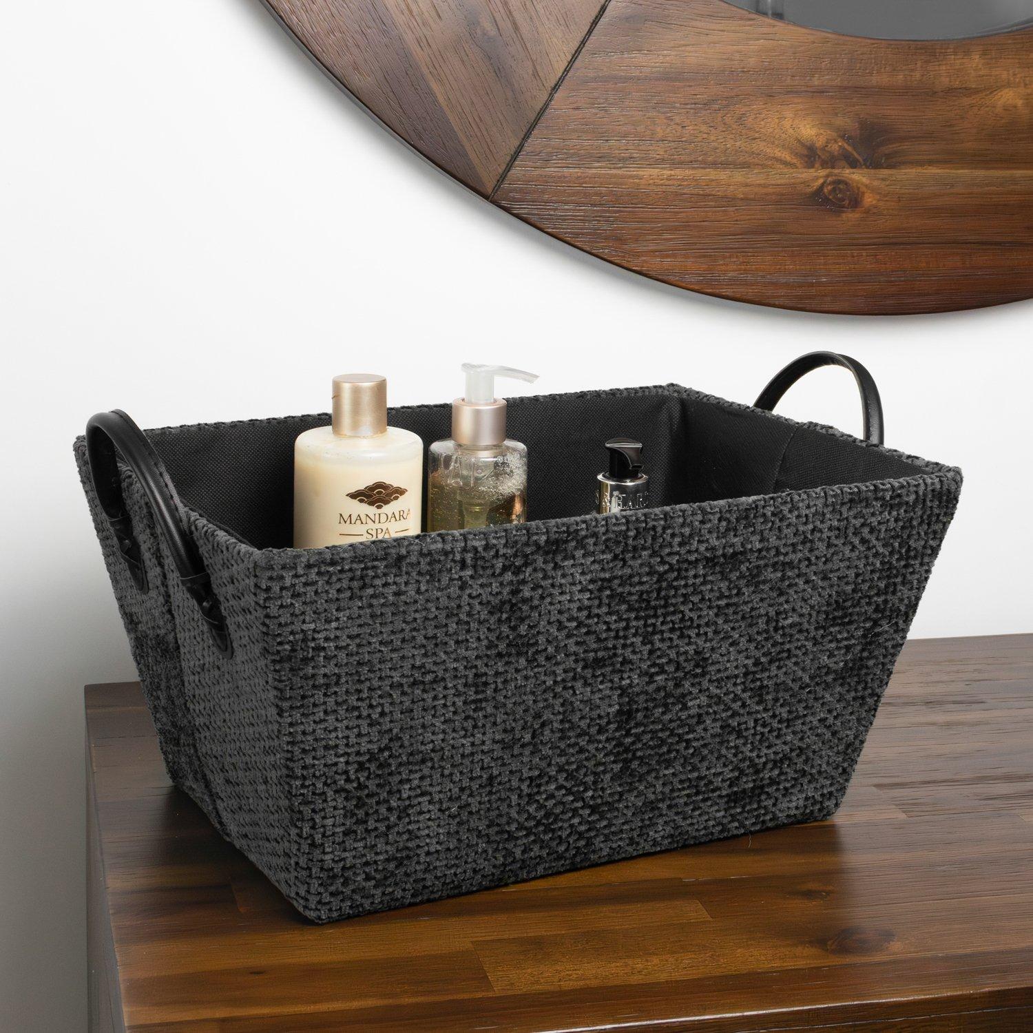 Black - JVL - Metro Rectangular Storage Basket with Handles - 6