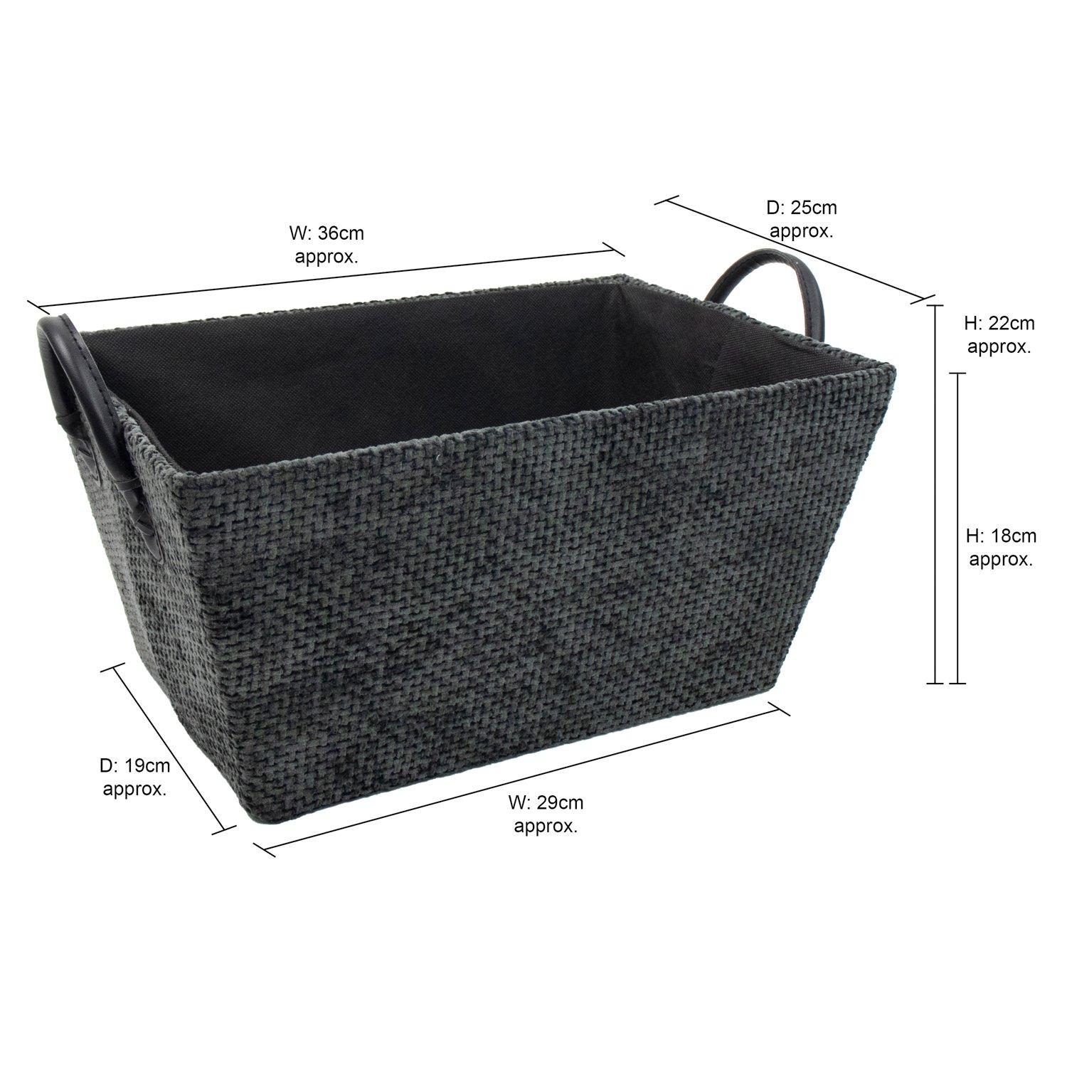 Black - JVL - Metro Rectangular Storage Basket with Handles - 7