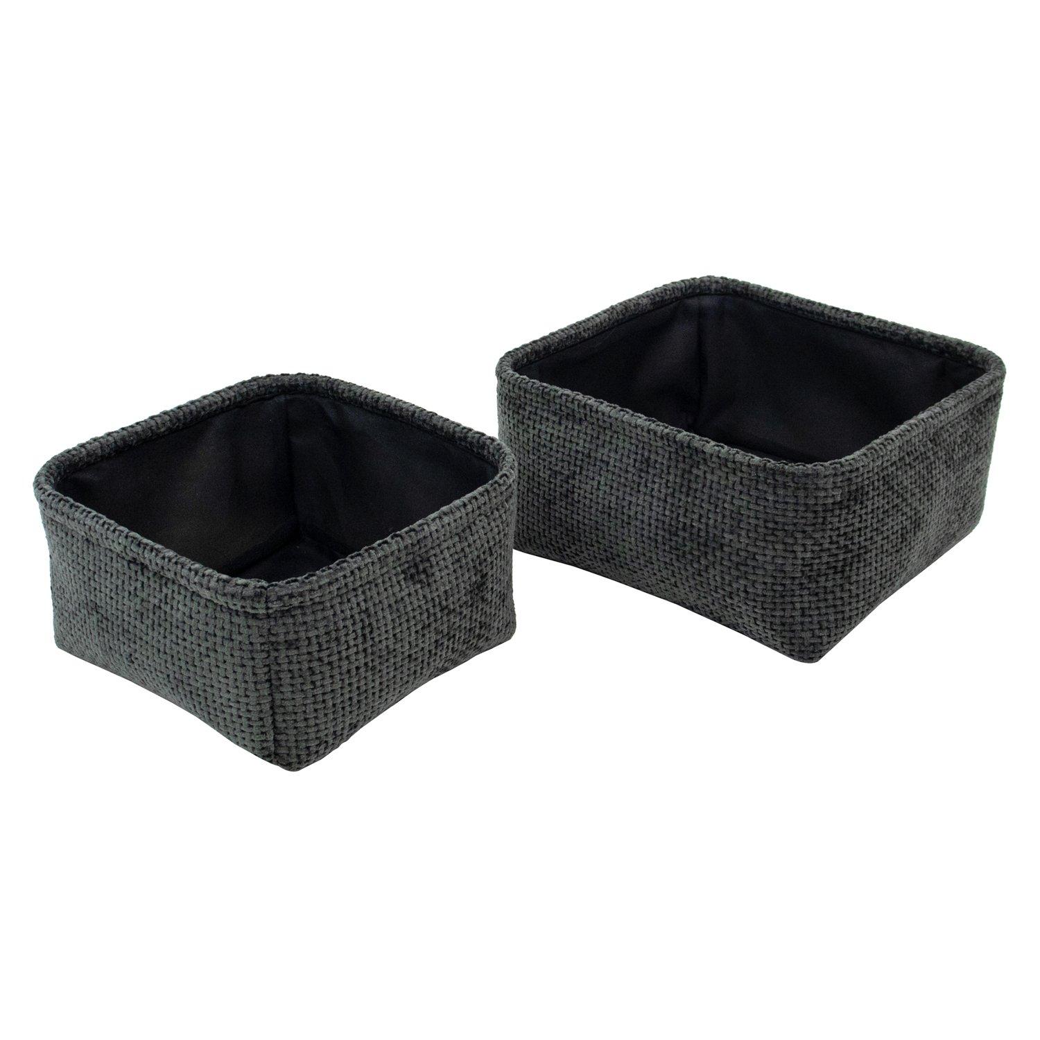 Black - JVL - Metro Set of 2 Square Storage Baskets - 1