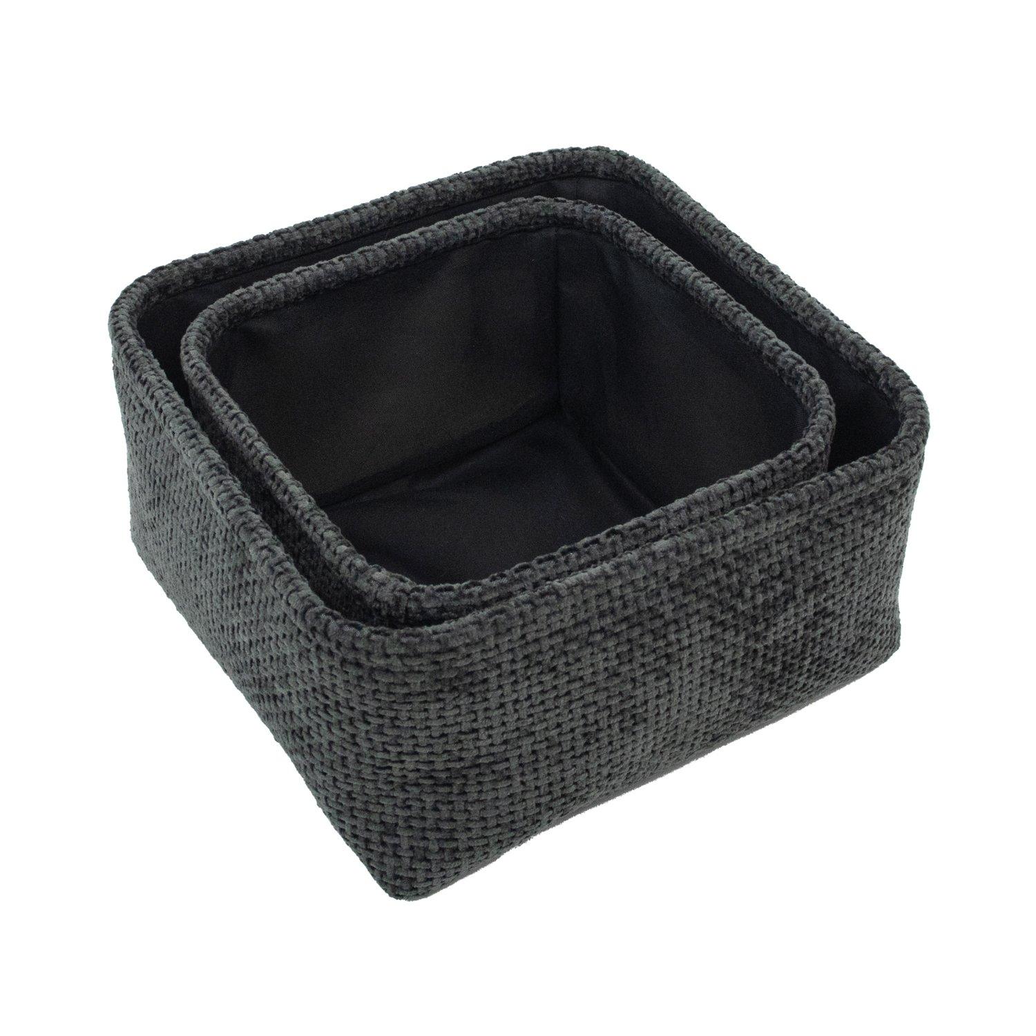 Black - JVL - Metro Set of 2 Square Storage Baskets - 2