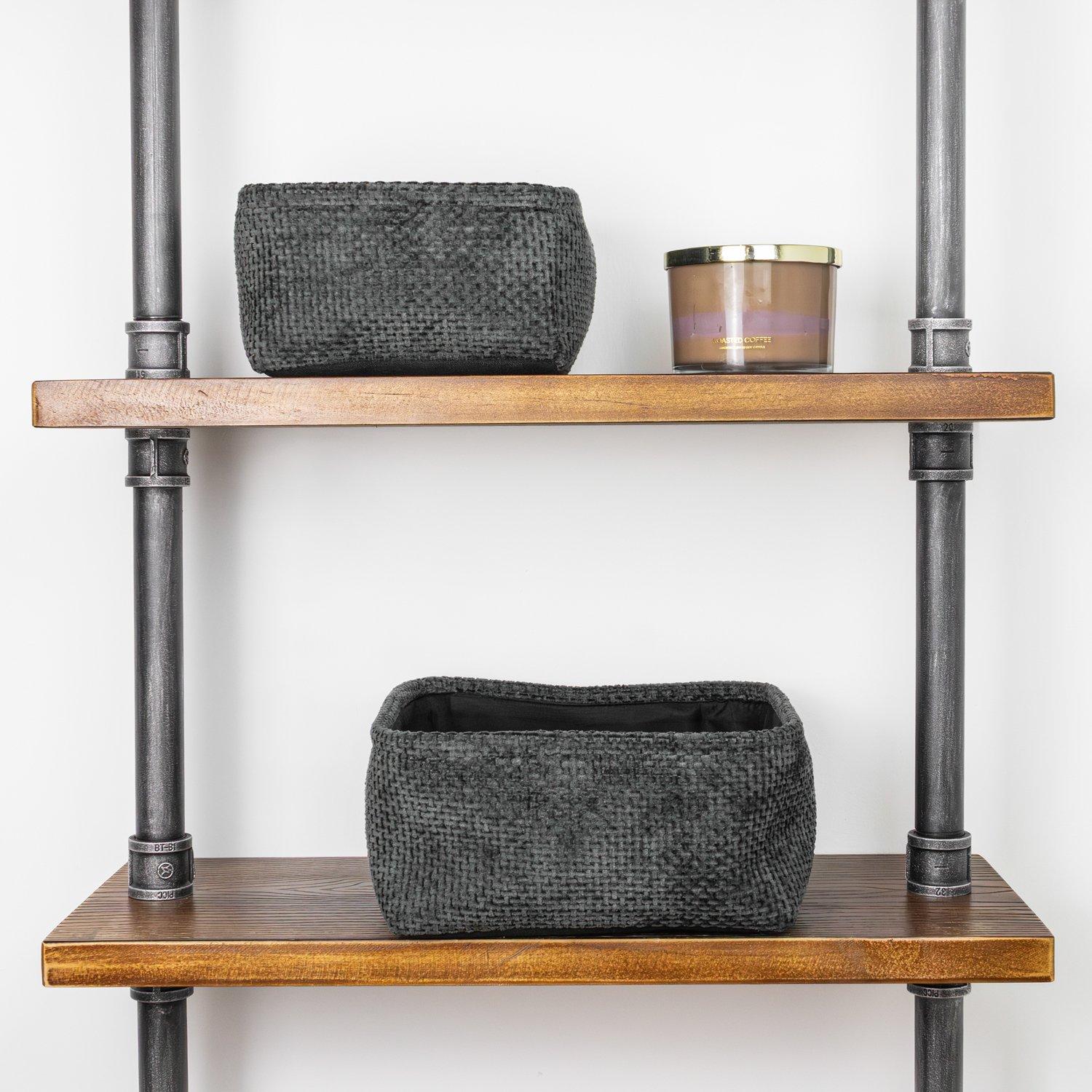 Black - JVL - Metro Set of 2 Square Storage Baskets - 6