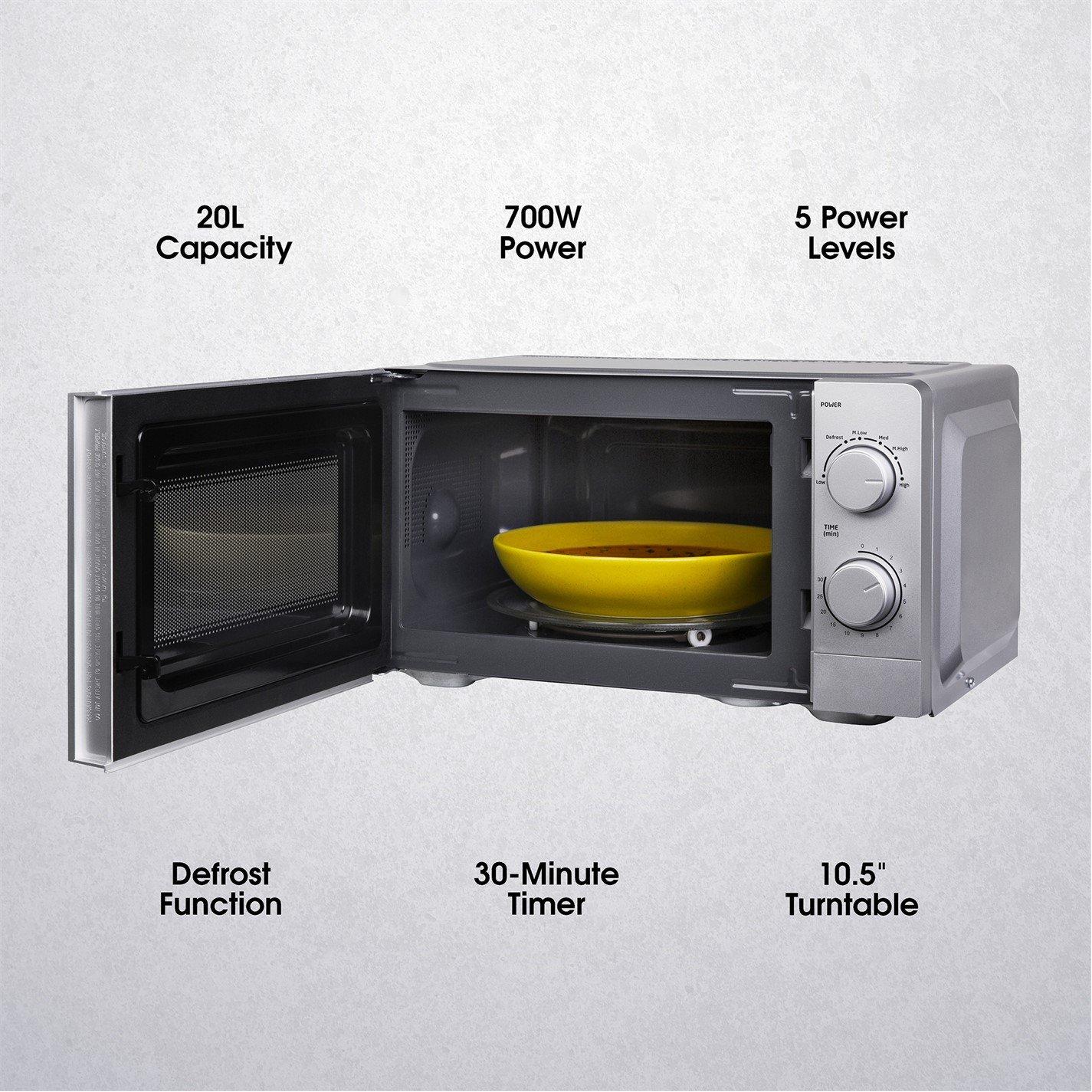 Silver - Abode - AMM2005S 20L Silver Manual Microwave - 3