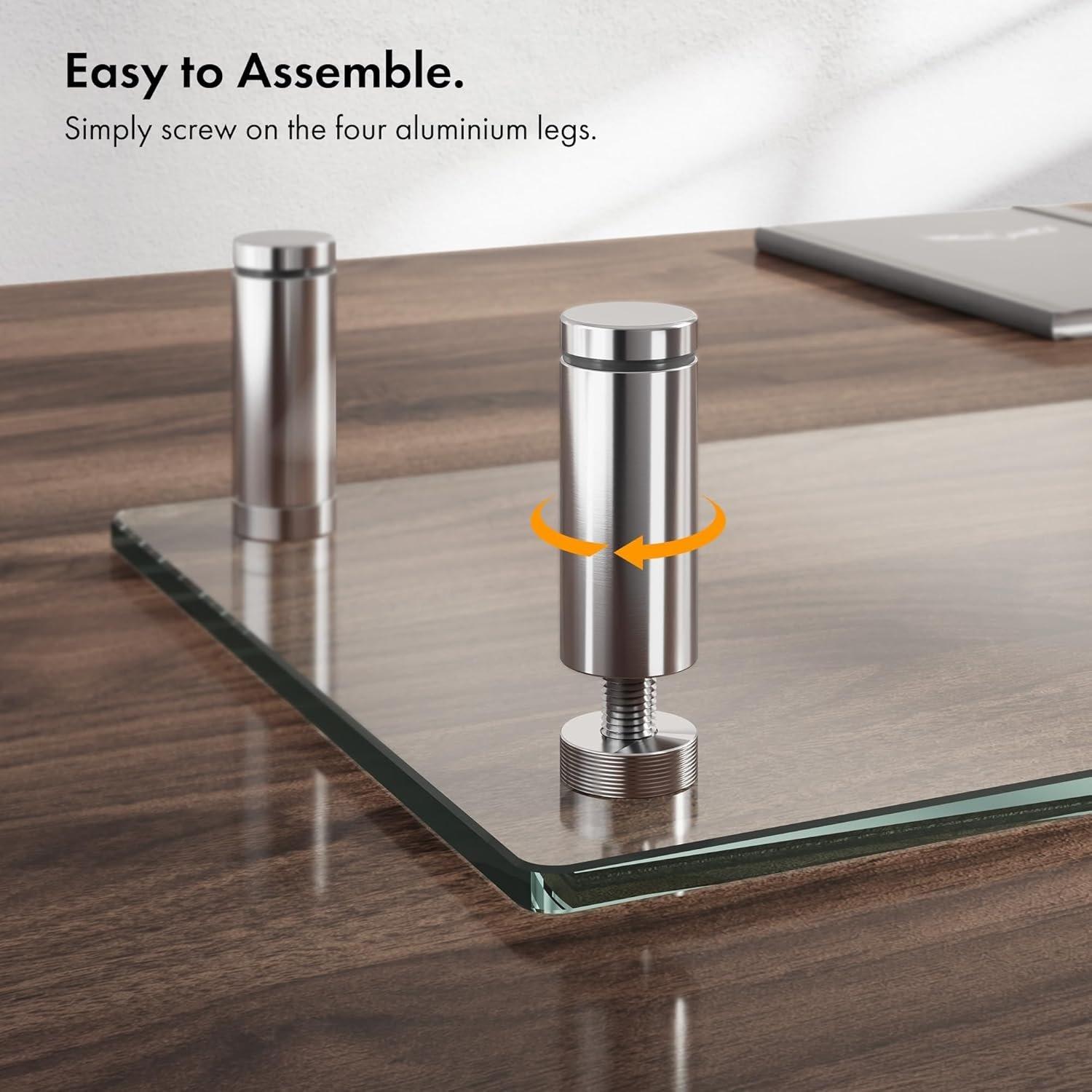 White - VonHaus - Large Glass Monitor Stand - 6