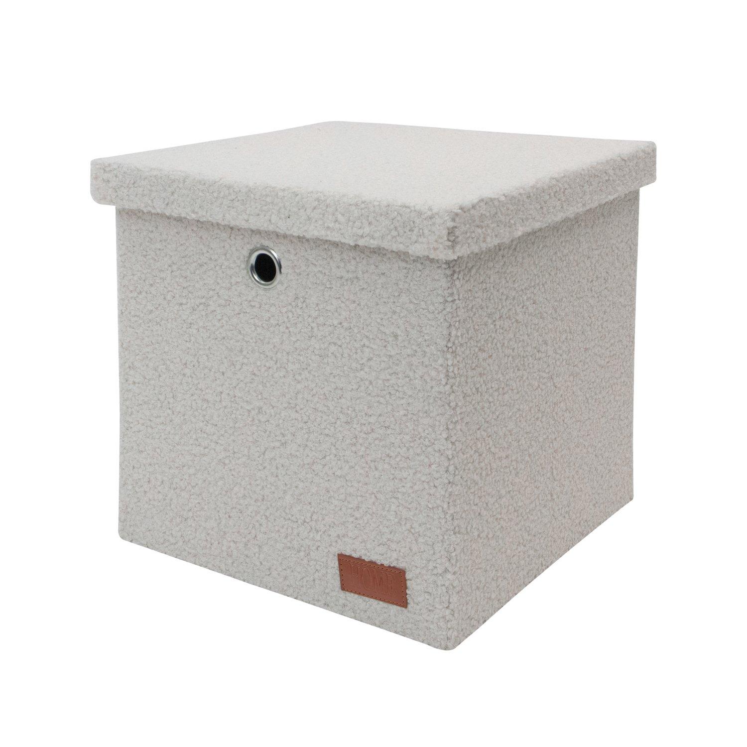 White - JVL - Shiro Boucle Fabric Cube Foldable Organiser - 1