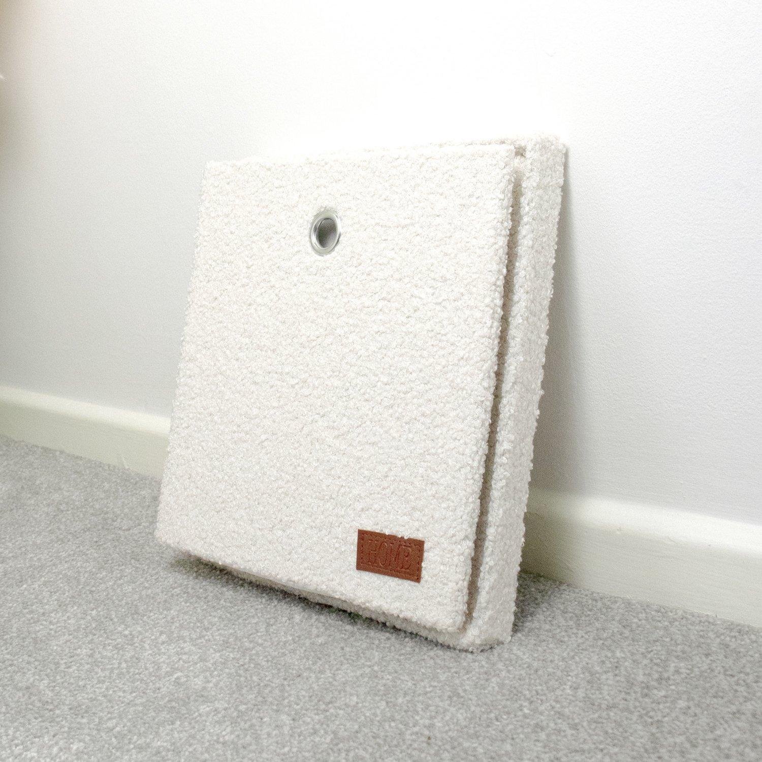 White - JVL - Shiro Boucle Fabric Cube Foldable Organiser - 13