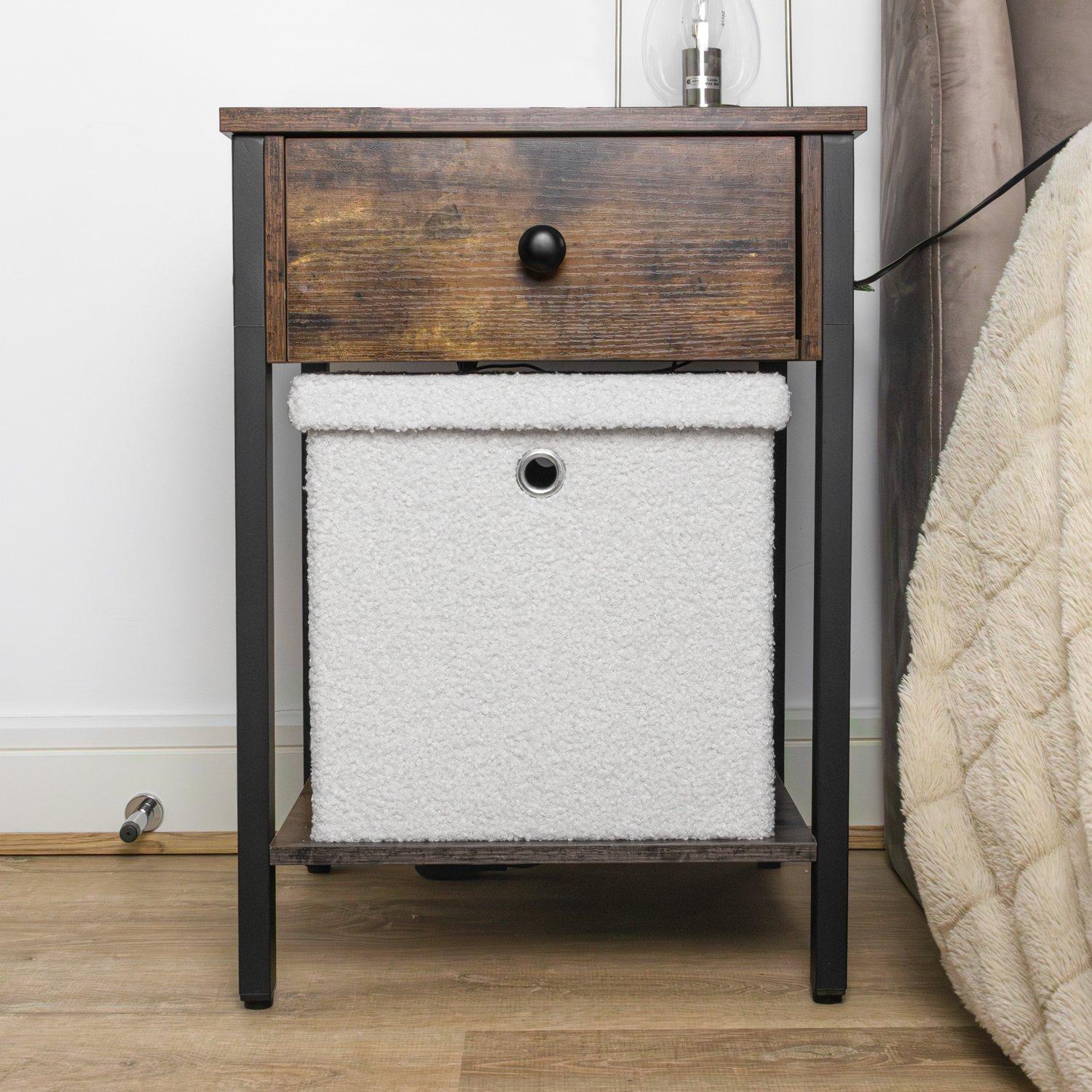 White - JVL - Shiro Boucle Fabric Cube Foldable Organiser - 14