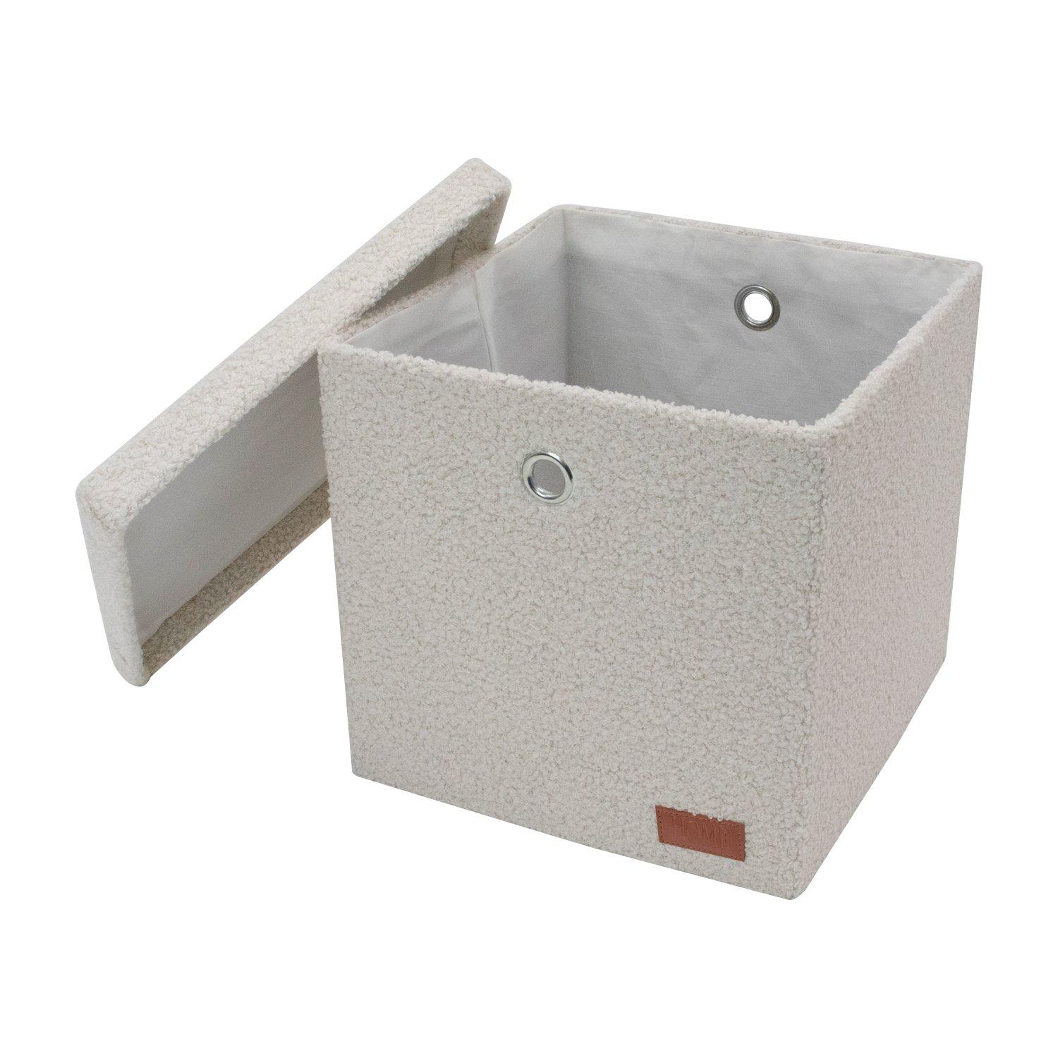 White - JVL - Shiro Boucle Fabric Cube Foldable Organiser - 3