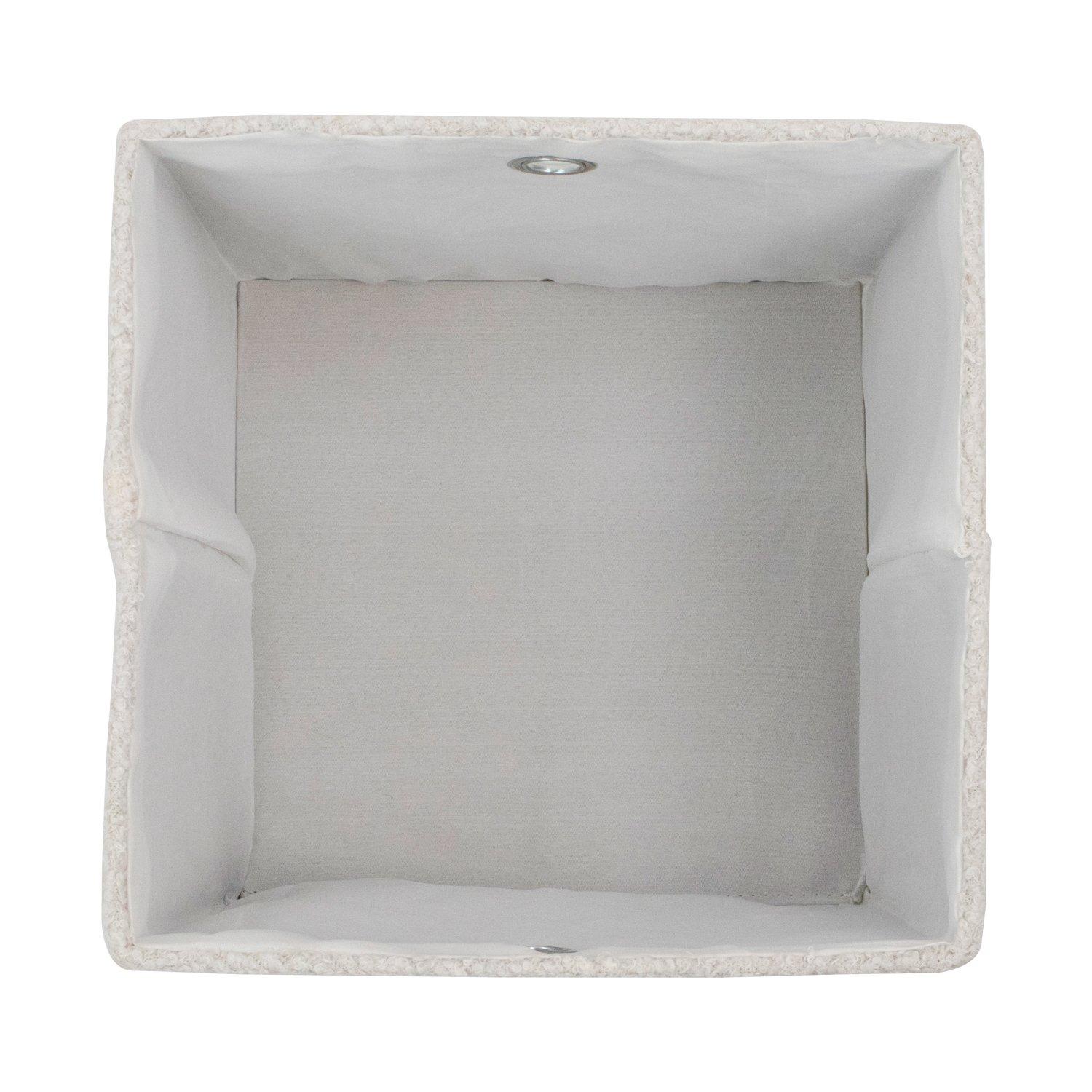 White - JVL - Shiro Boucle Fabric Cube Foldable Organiser - 4
