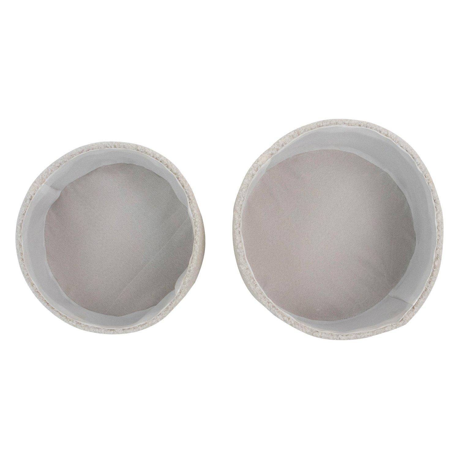 White - JVL - Shiro Set of 2 Boucle Fabric Round Storage - 3