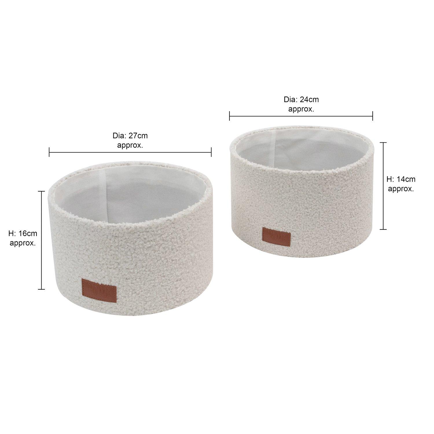 White - JVL - Shiro Set of 2 Boucle Fabric Round Storage - 8