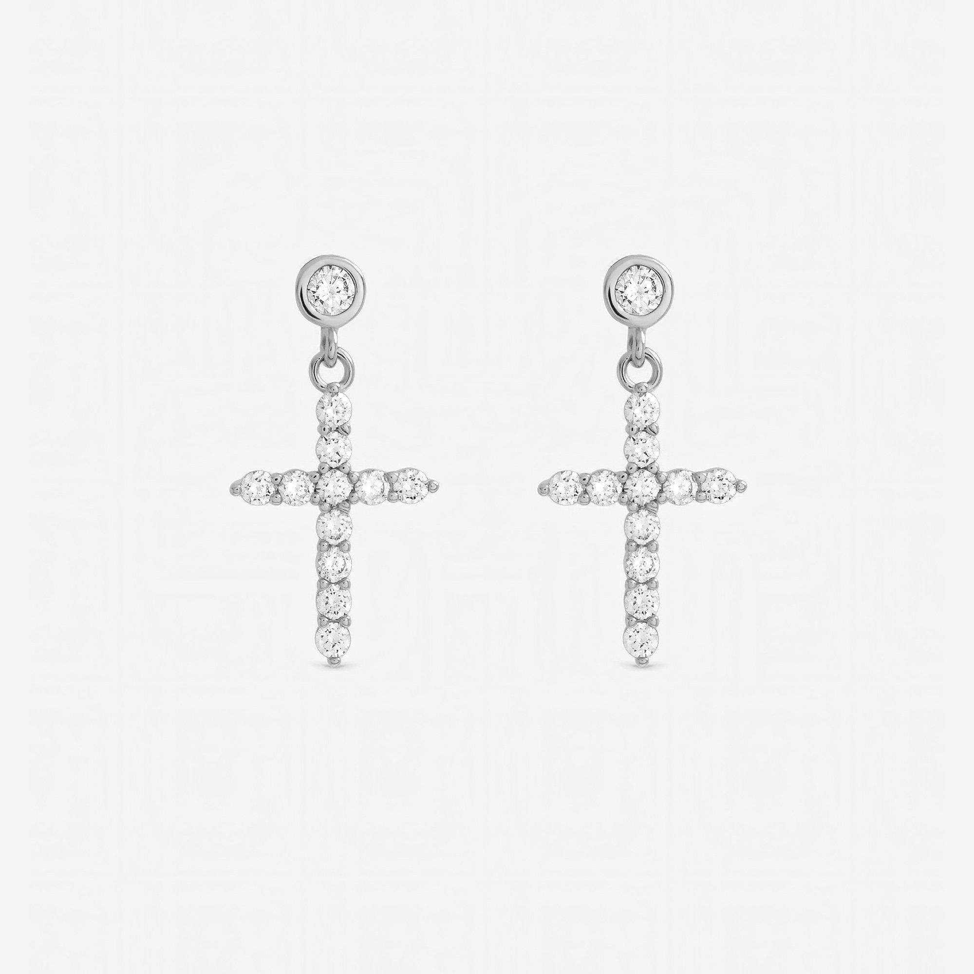 Silver - Jon Richard - Rhodium Plated Cubic Zirconia Earrings