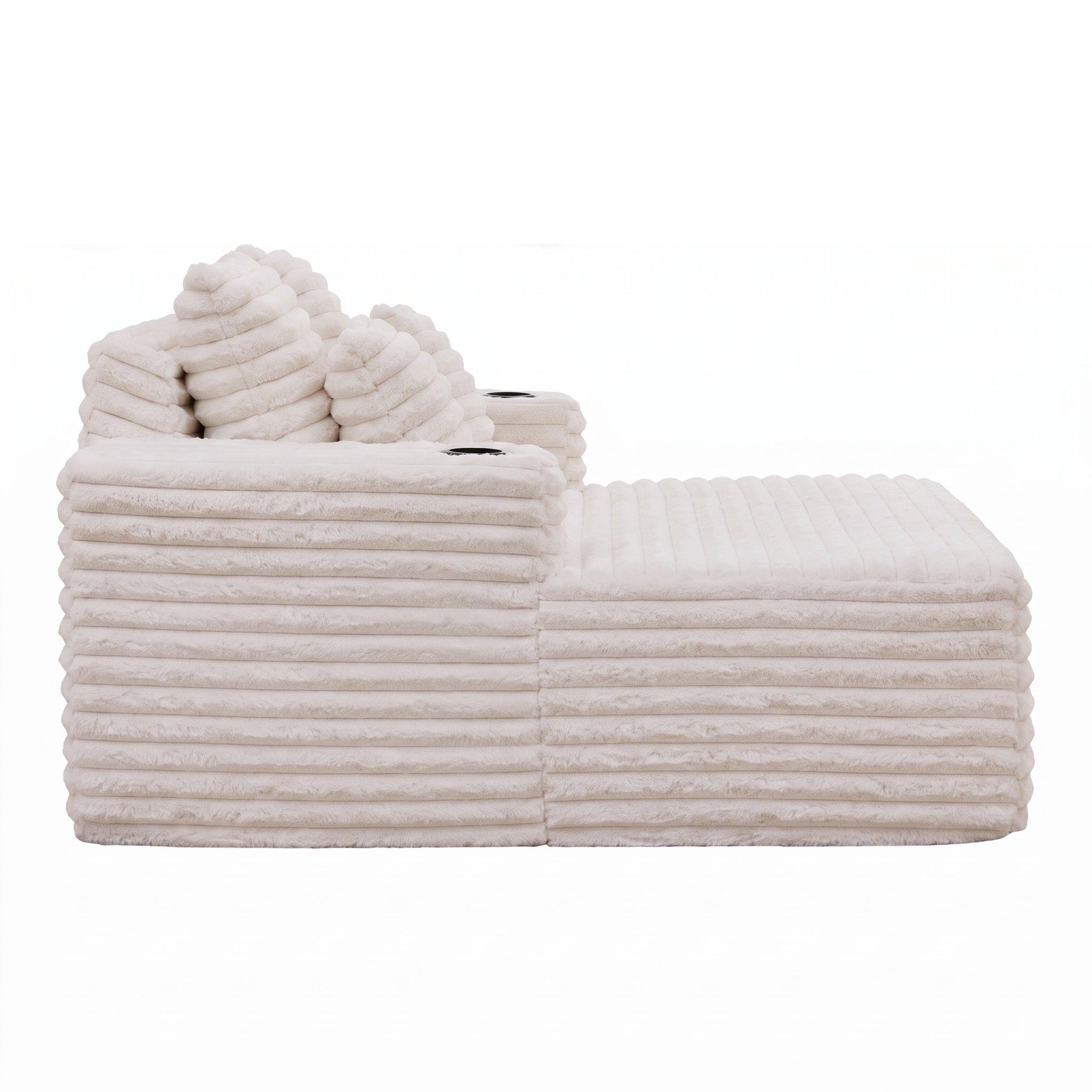 White - Urban Meuble - Faux Fur Convertible Sleeper Chaise Lounge - 11