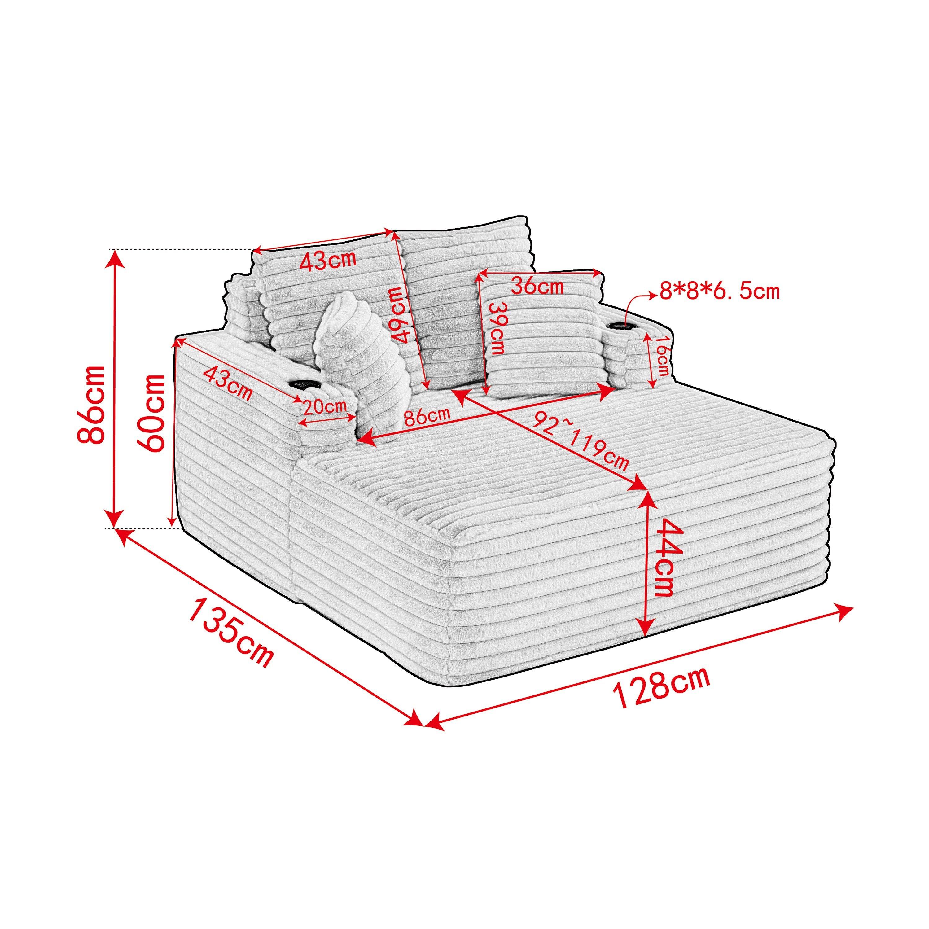 White - Urban Meuble - Faux Fur Convertible Sleeper Chaise Lounge - 6