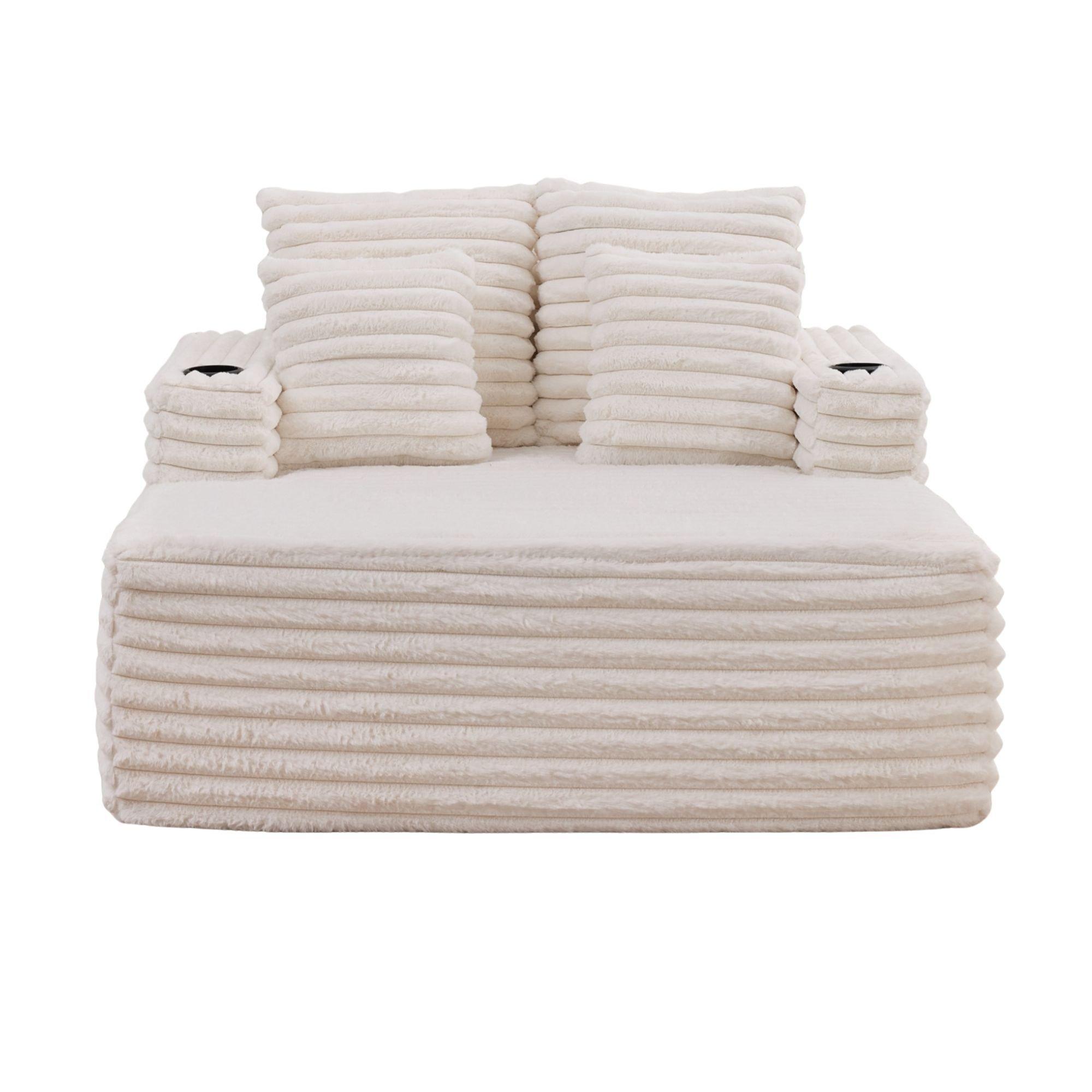 White - Urban Meuble - Faux Fur Convertible Sleeper Chaise Lounge - 7