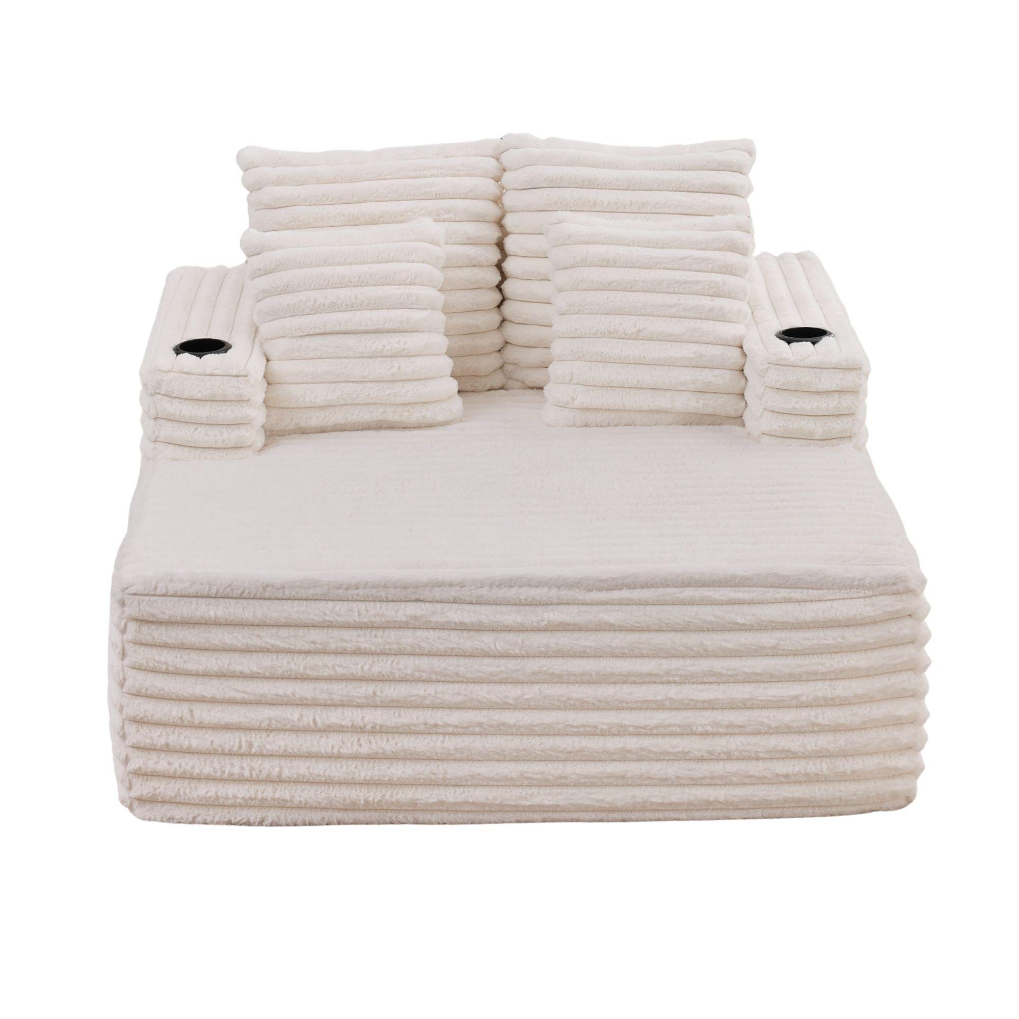 White - Urban Meuble - Faux Fur Convertible Sleeper Chaise Lounge - 9