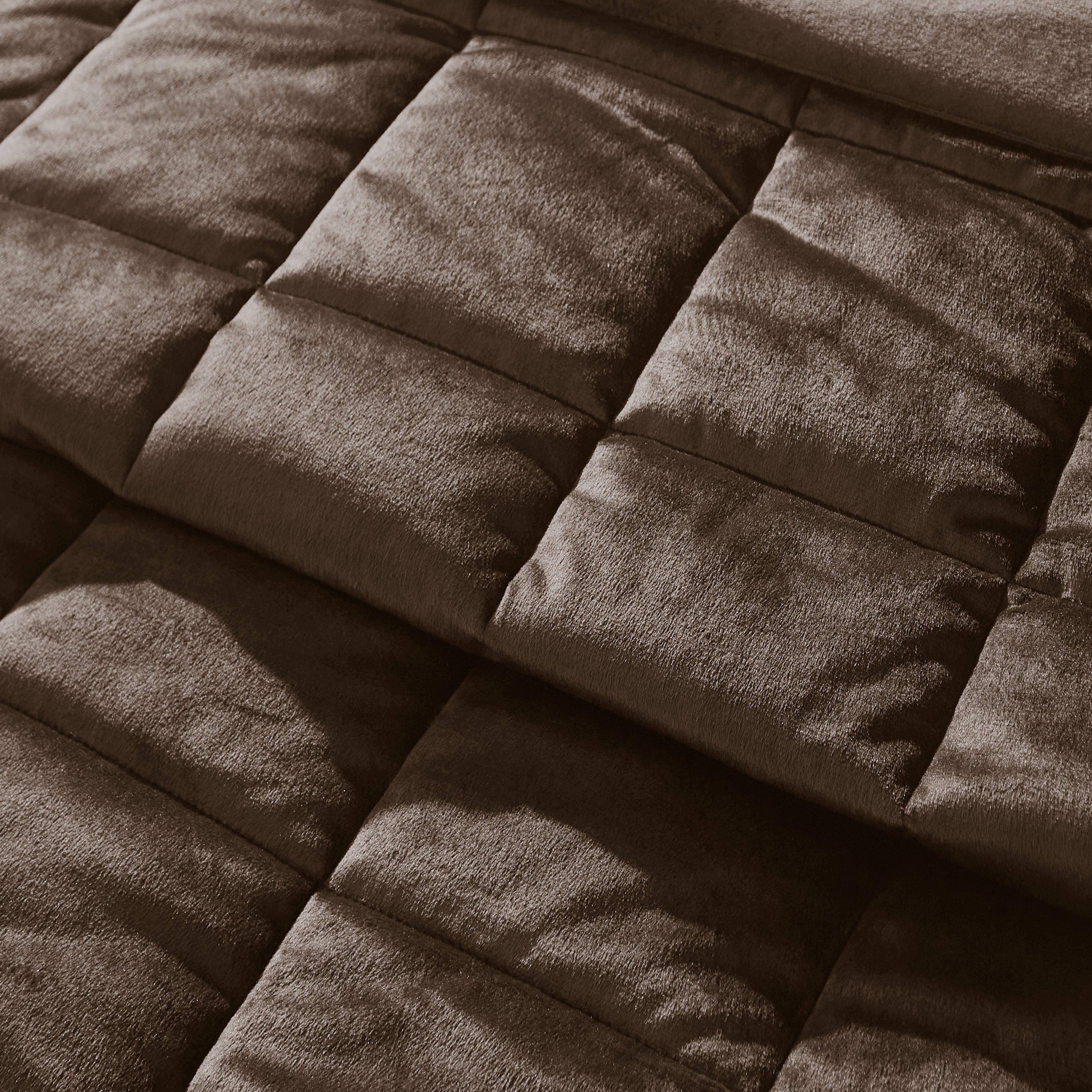 Chocolate - Catherine Lansfield - Kingsley Matt Velvet Quilted Bedspread - 2