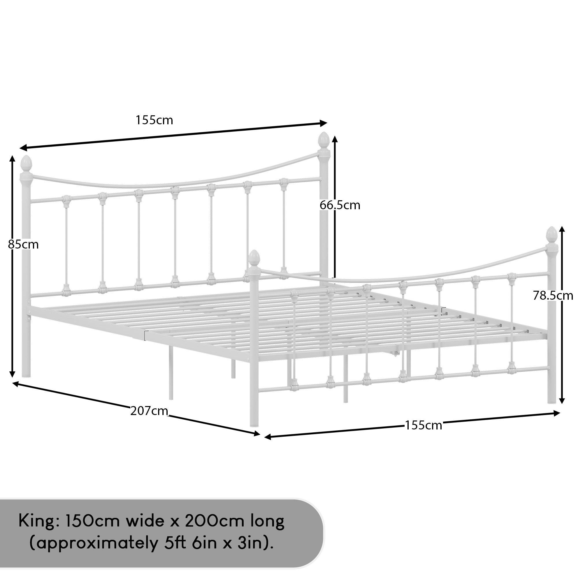 White - Lassic - Vida Designs Paris King Size Metal Bed - 2