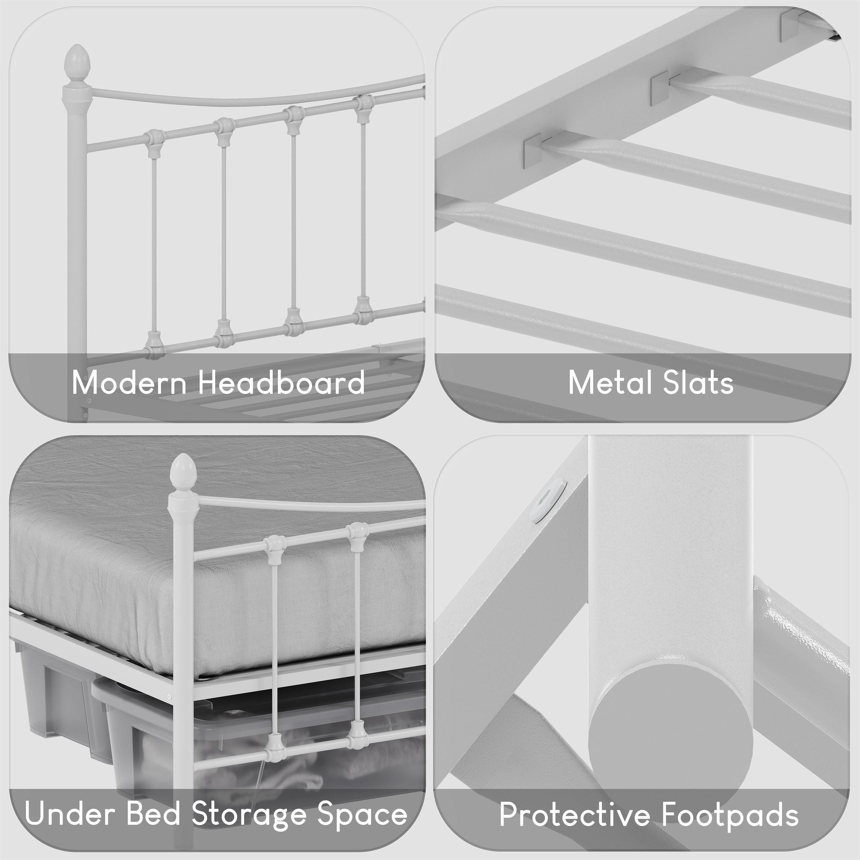 White - Lassic - Vida Designs Paris King Size Metal Bed - 6