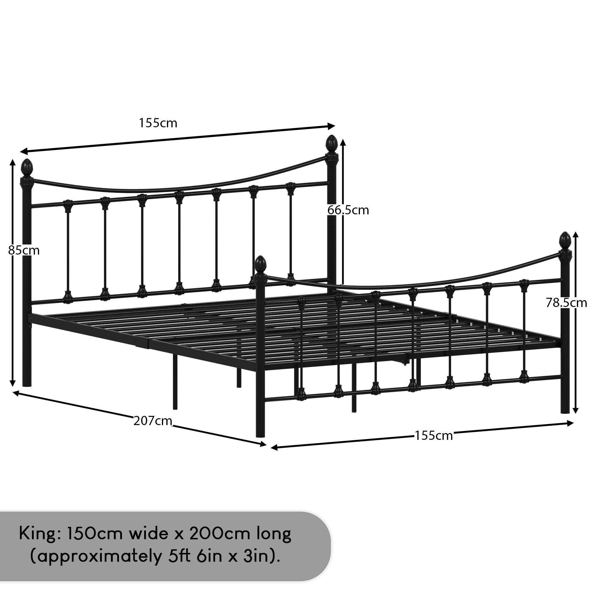 Black - Lassic - Vida Designs Paris King Size Metal Bed - 2