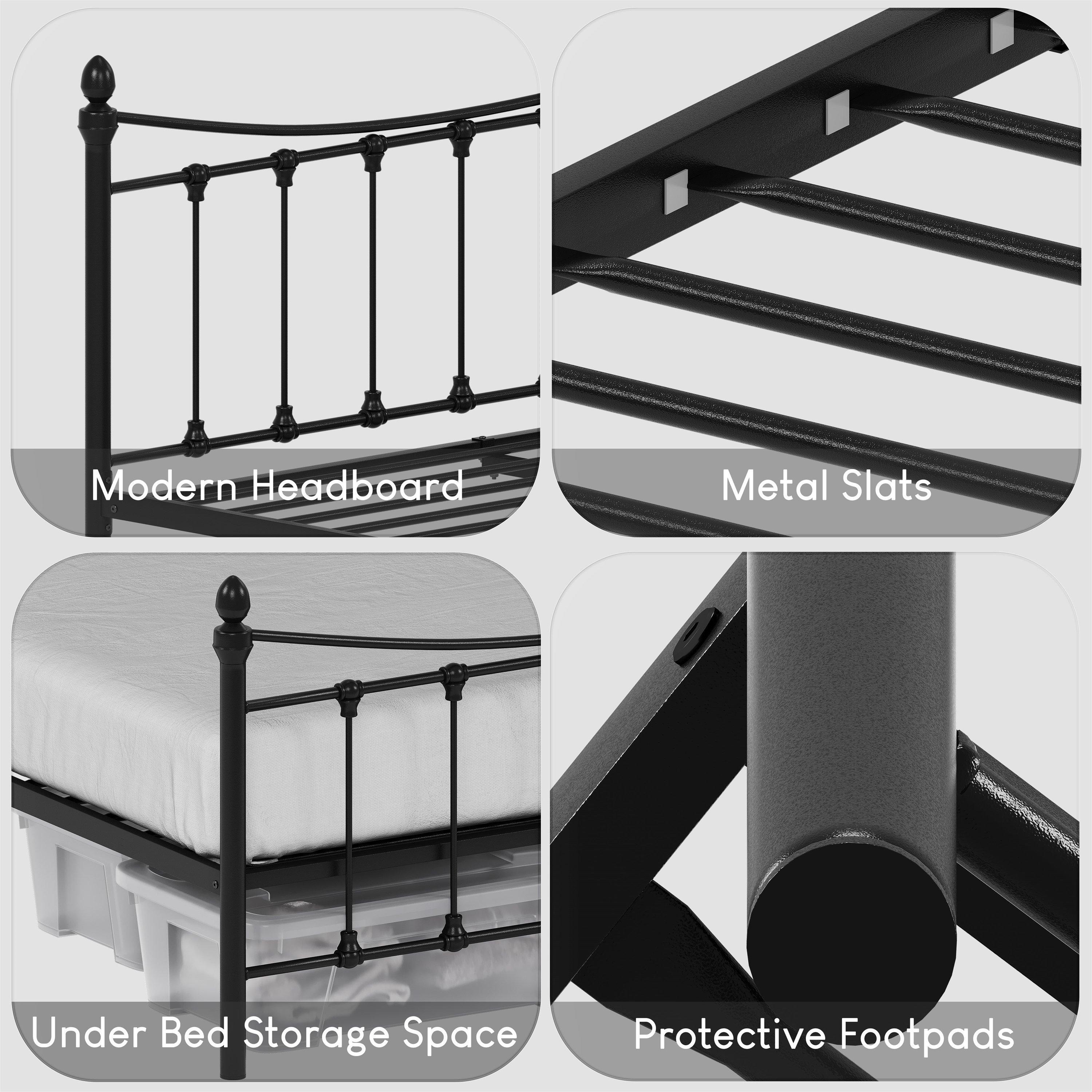 Black - Lassic - Vida Designs Paris King Size Metal Bed - 6
