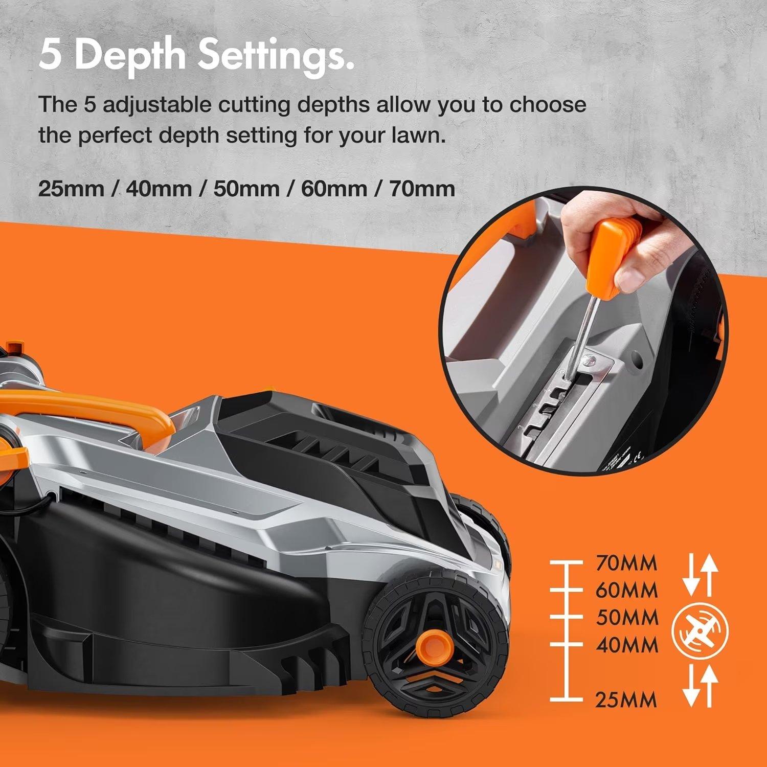 Grey - VonHaus - Electric Lawn Mower 1800W - 4