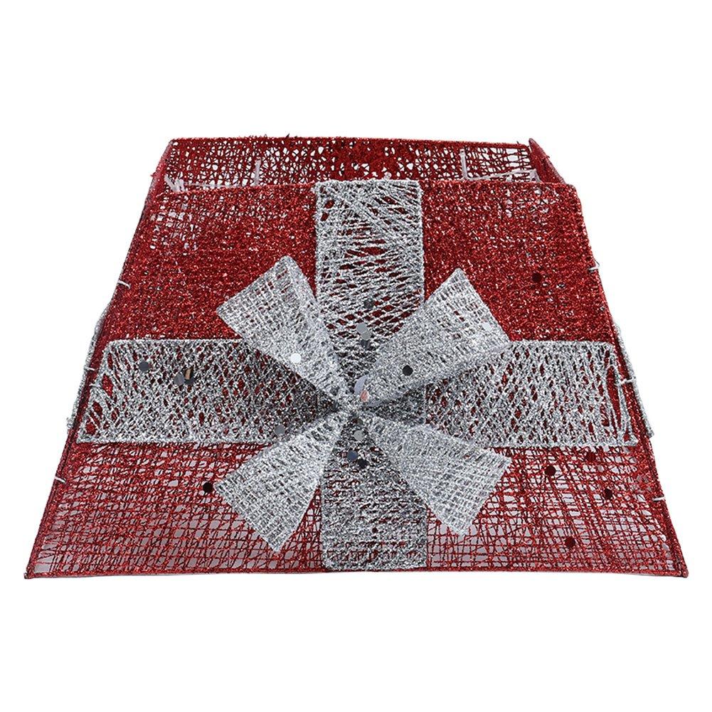 Red - LIFE IDEAS - Square Tree Collar Basket with Bow - 3
