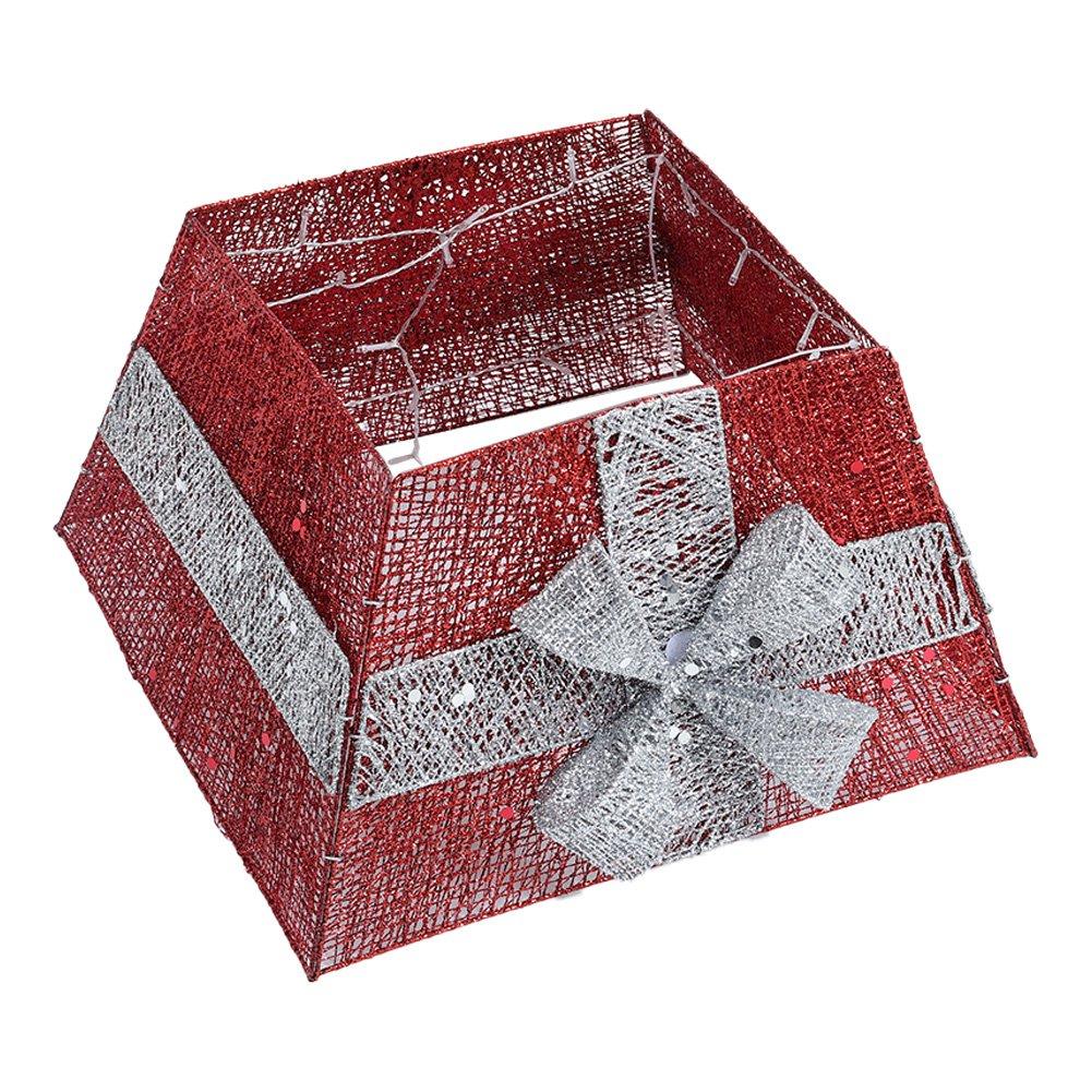 Red - LIFE IDEAS - Square Tree Collar Basket with Bow - 4