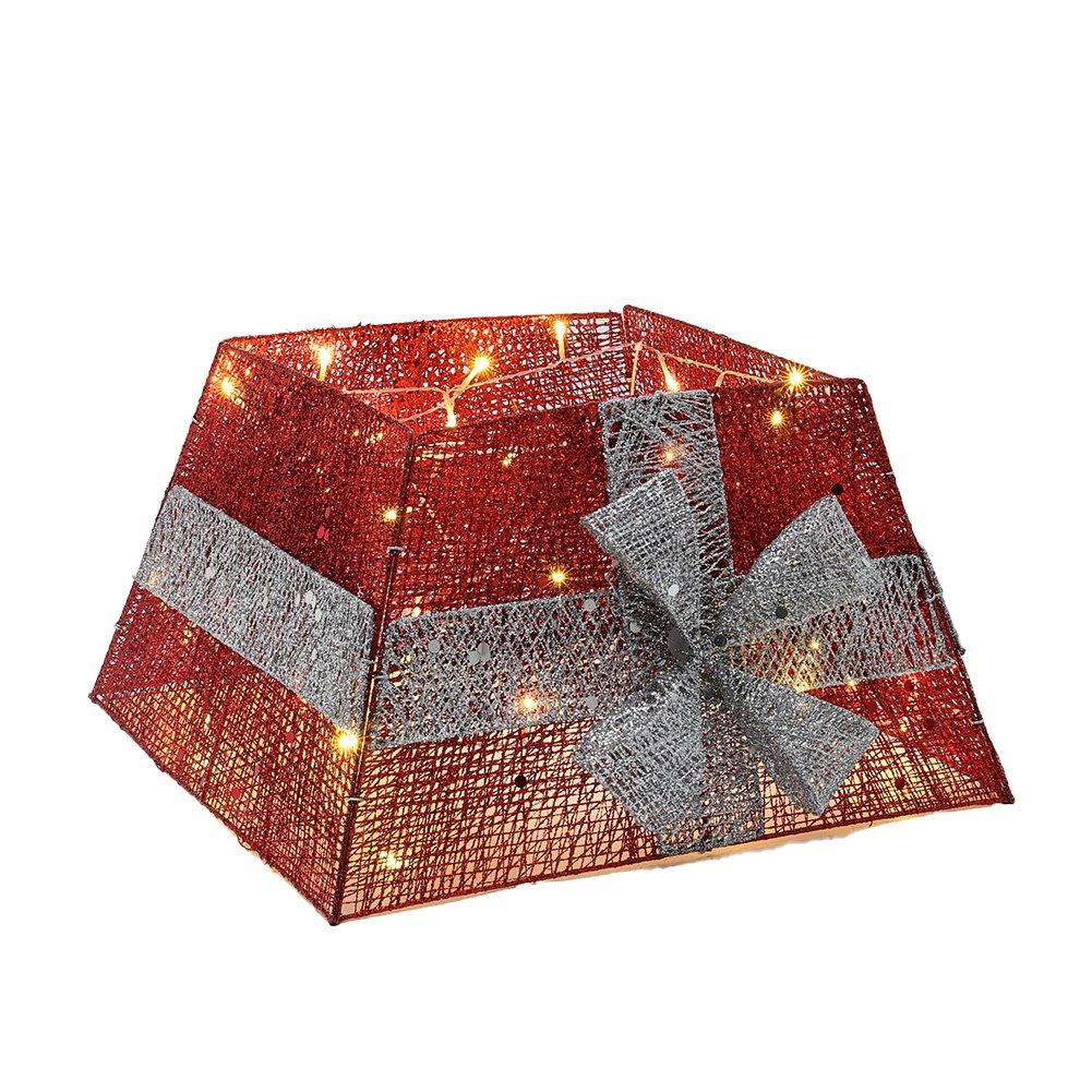 Red - LIFE IDEAS - Square Tree Collar Basket with Bow - 5