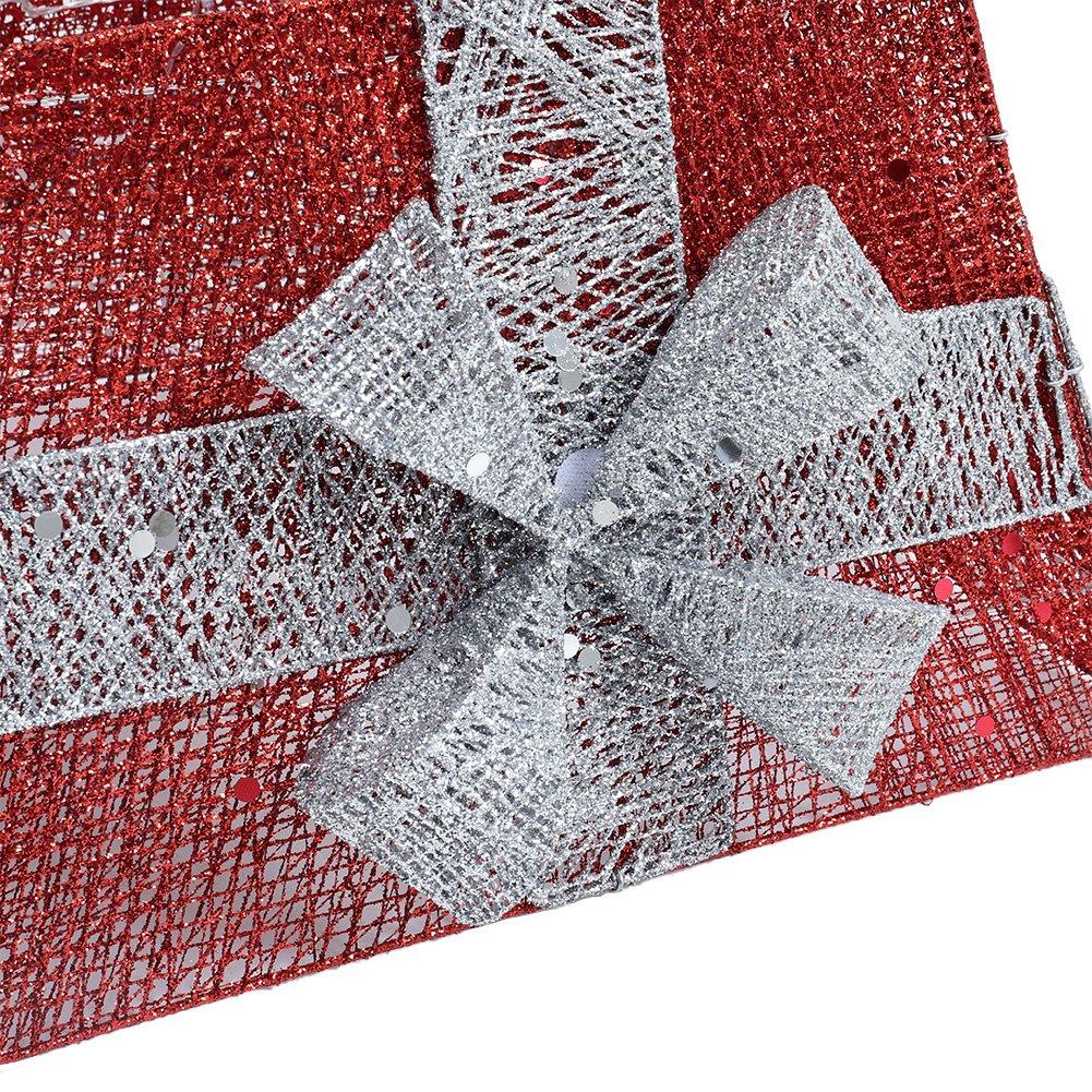 Red - LIFE IDEAS - Square Tree Collar Basket with Bow - 7