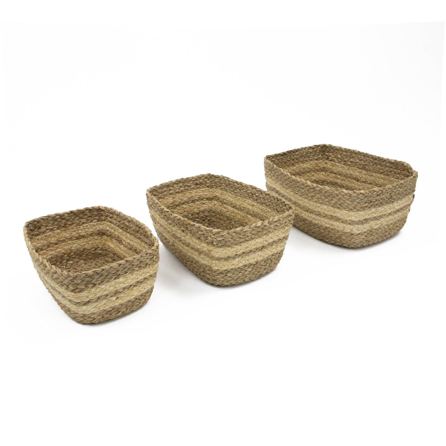 Brown - JVL - Palma Set of 3 Natural Storage Baskets - 2