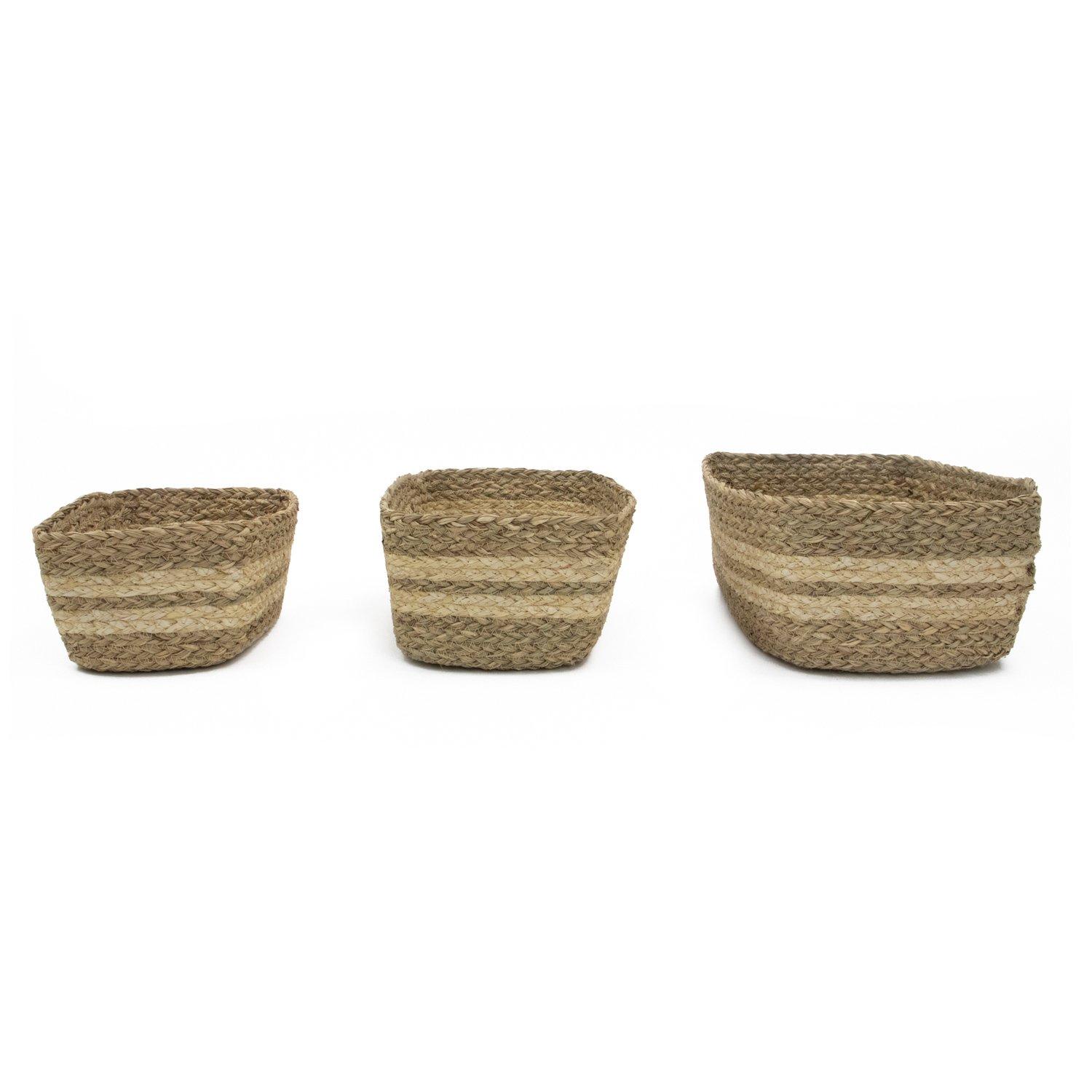 Brown - JVL - Palma Set of 3 Natural Storage Baskets - 3