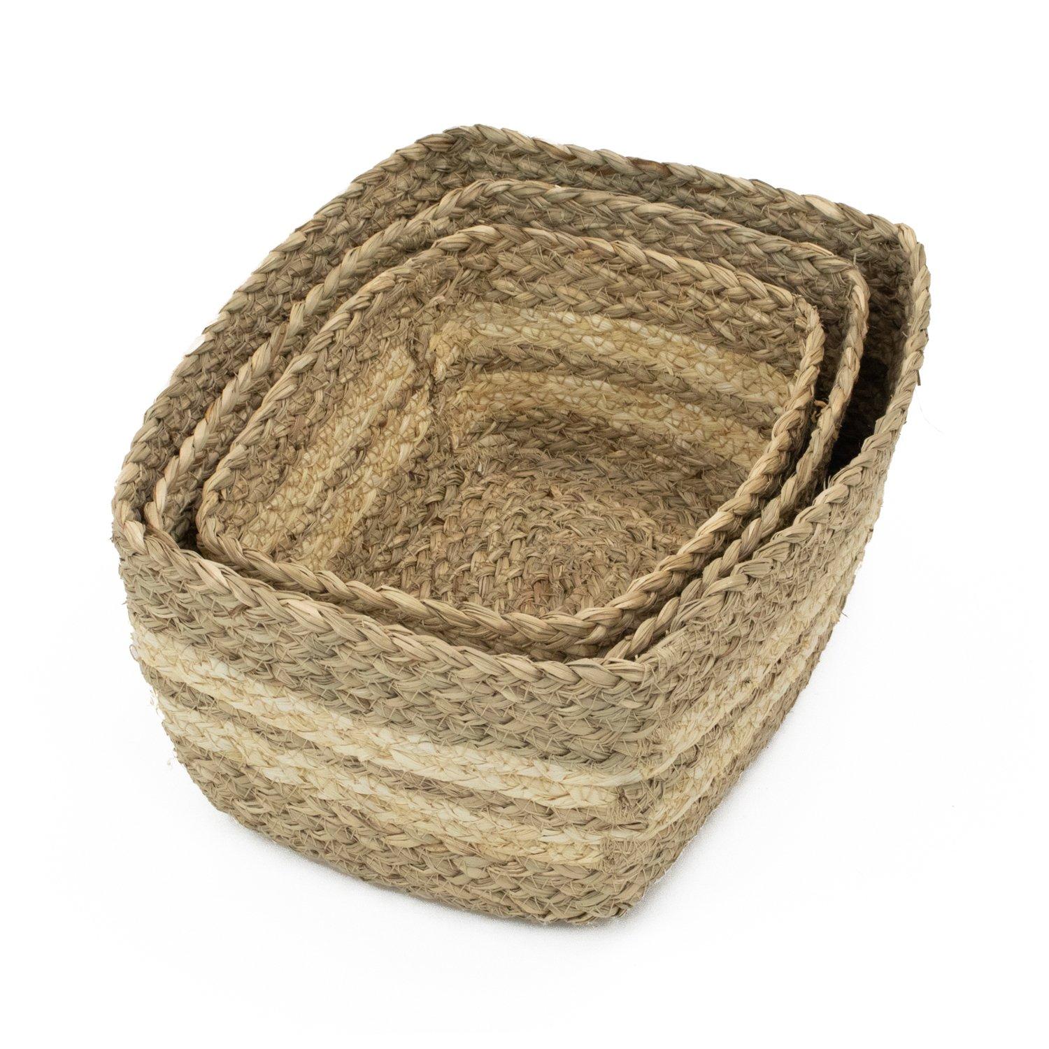Brown - JVL - Palma Set of 3 Natural Storage Baskets - 4