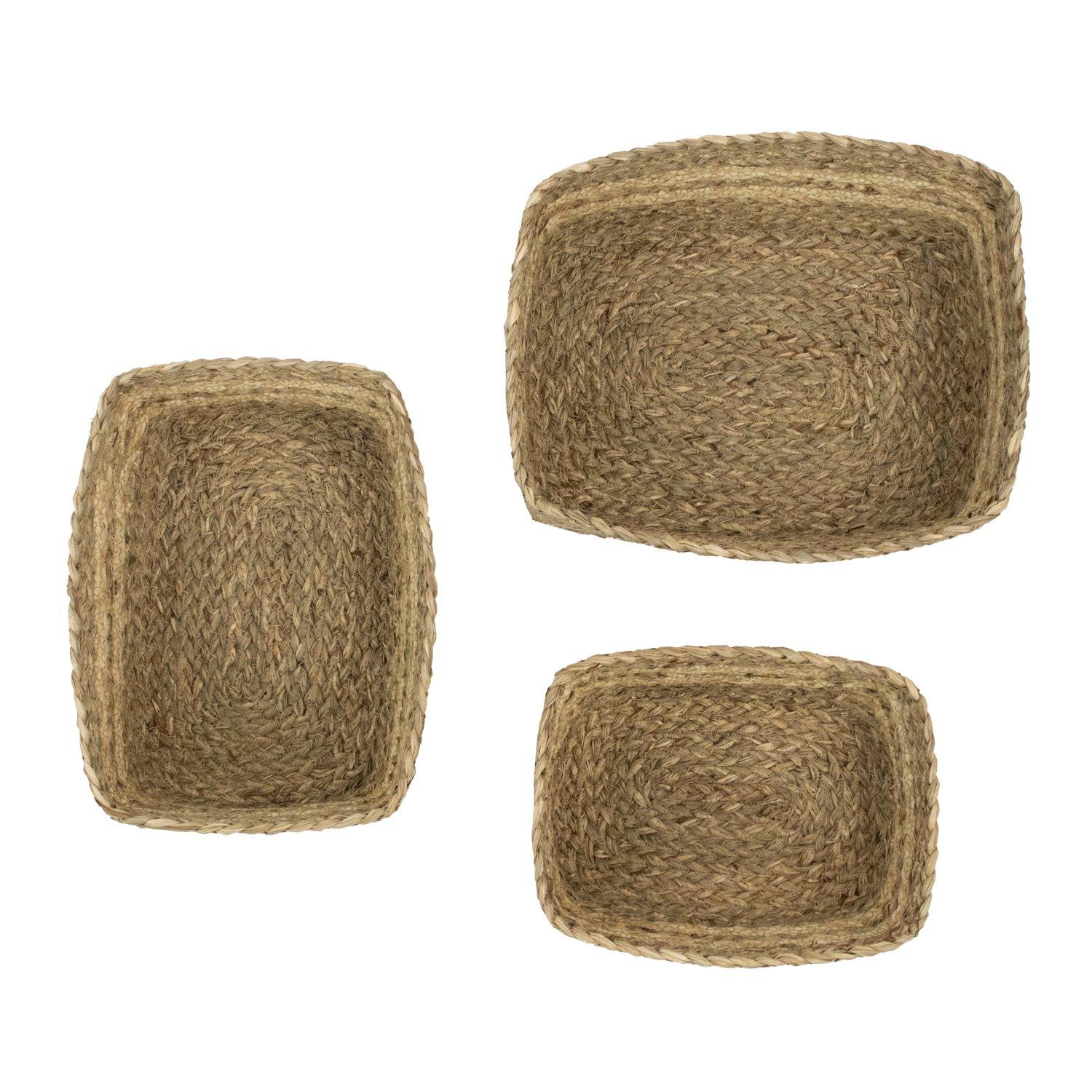 Brown - JVL - Palma Set of 3 Natural Storage Baskets - 5