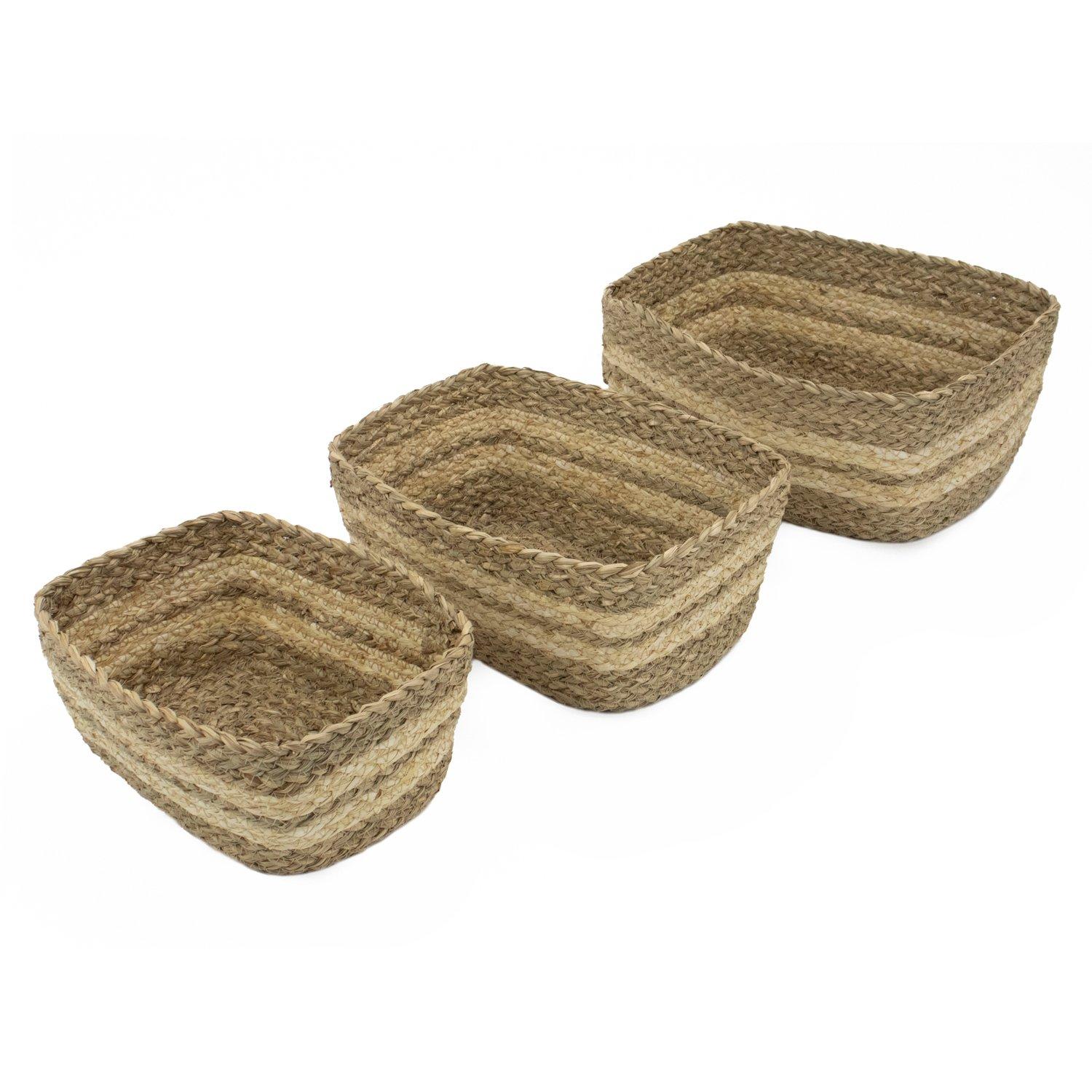 Brown - JVL - Palma Set of 3 Natural Storage Baskets - 6